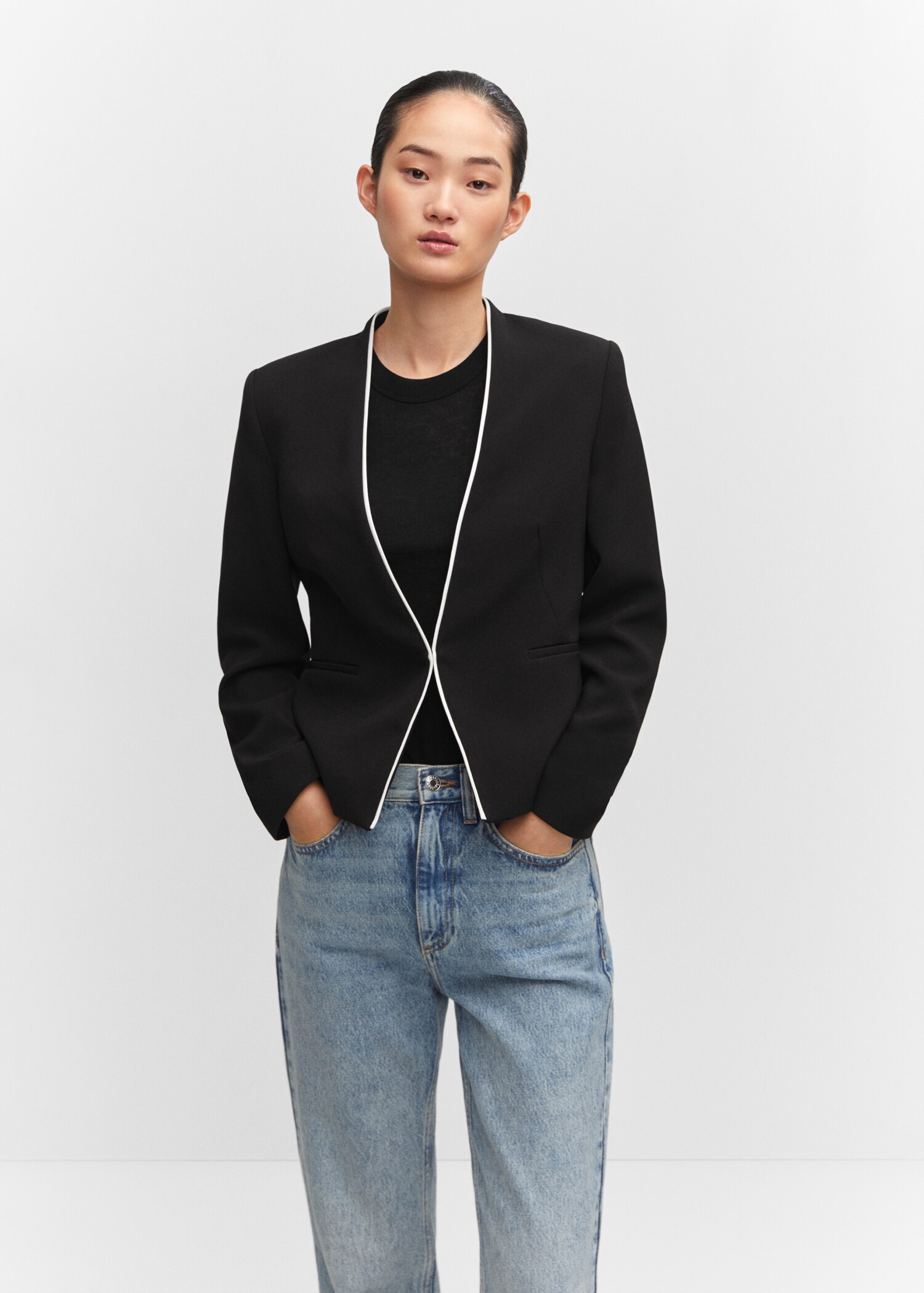 Contrasting trims blazer - Medium plane