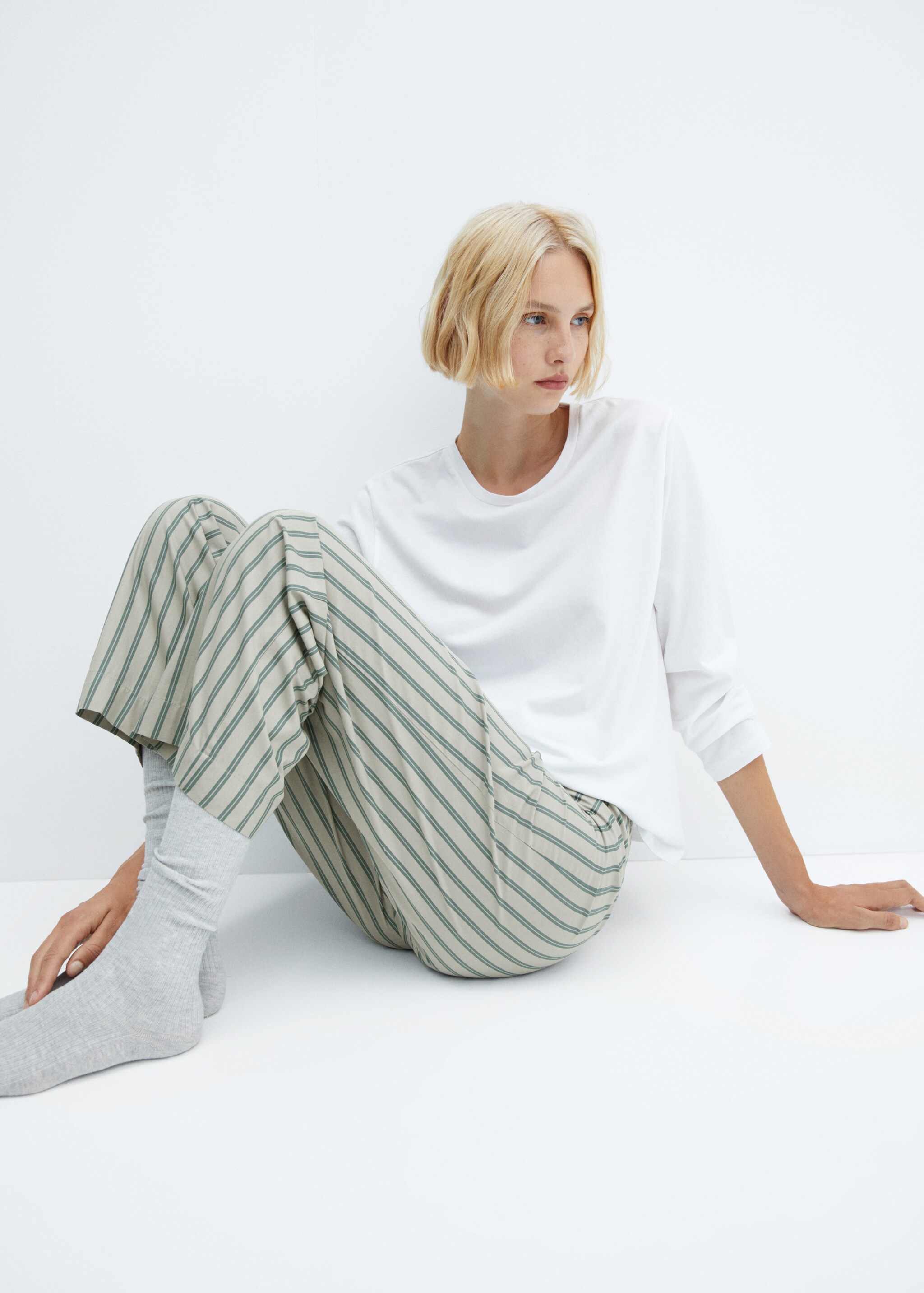 Striped cotton long pyjama - Details of the article 2