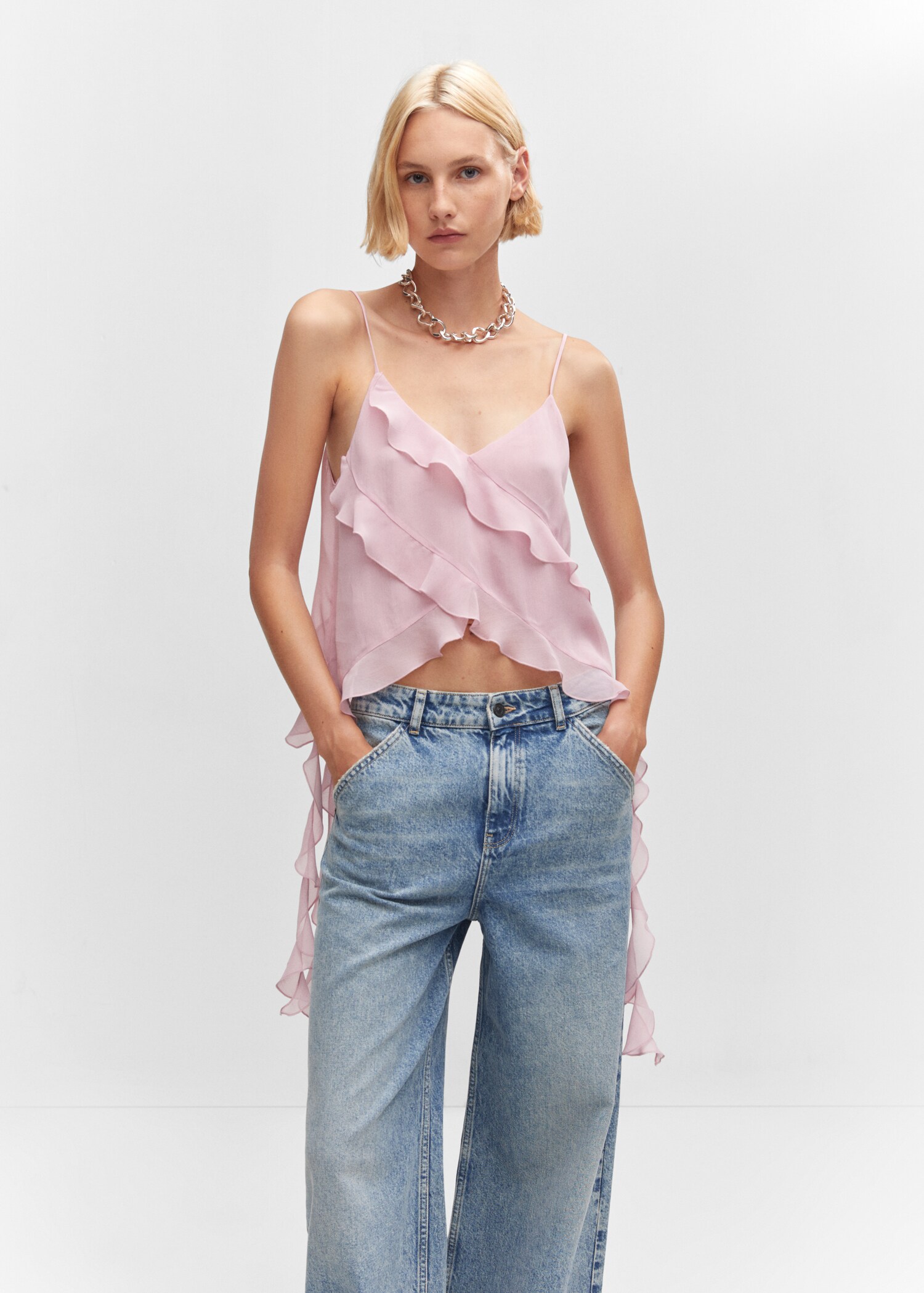 Top met ruches en chiffon - Middenvlak