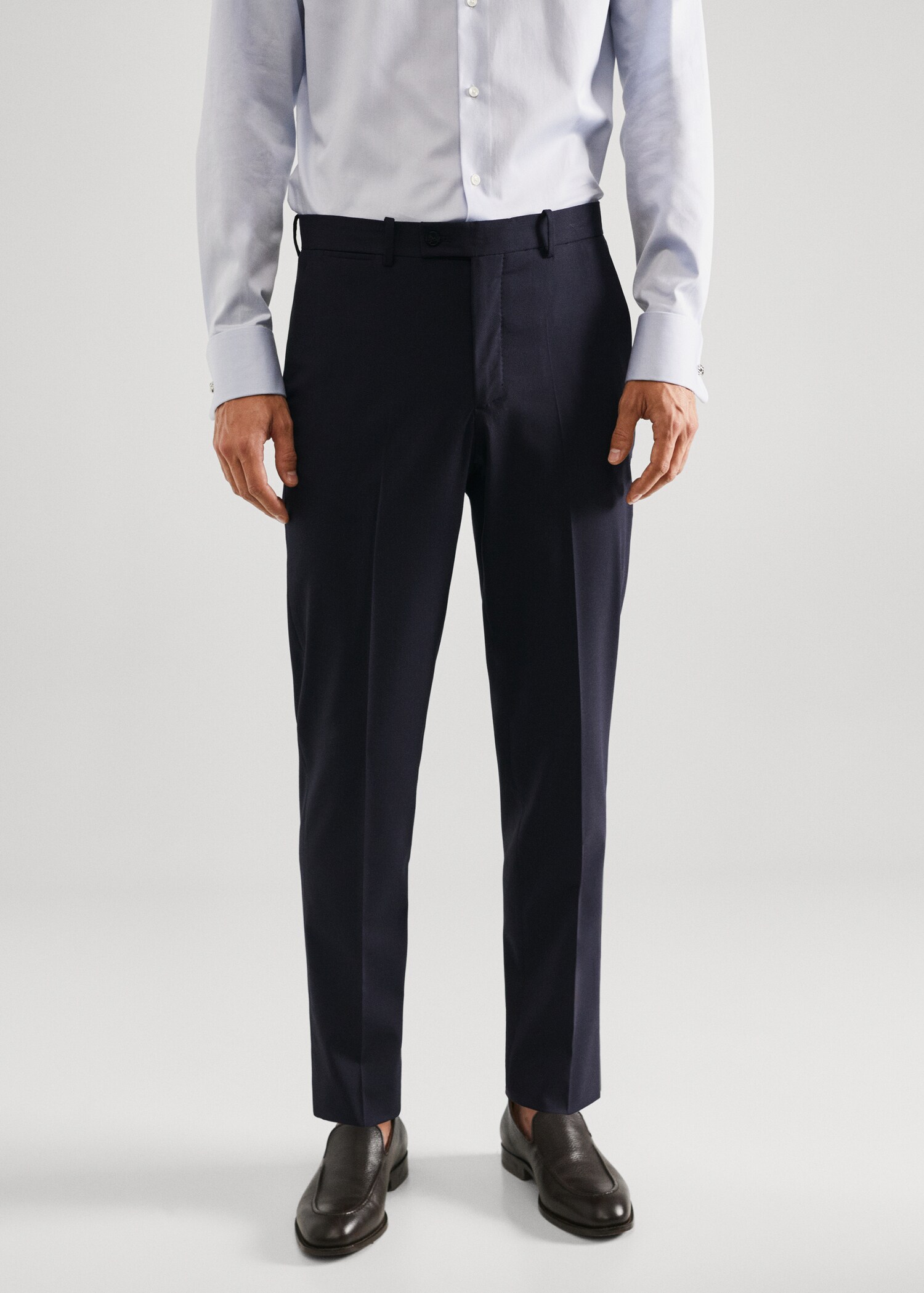 Wollen slim-fit pantalon - Middenvlak