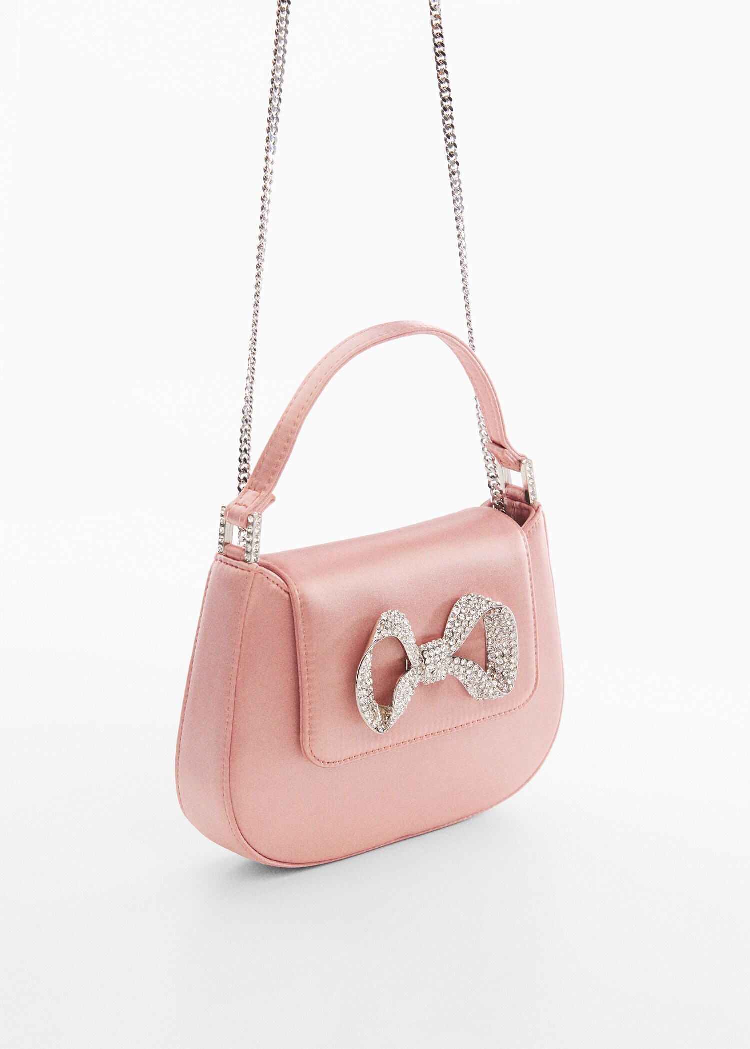Rhinestone bag with flap and bow - Medium plane