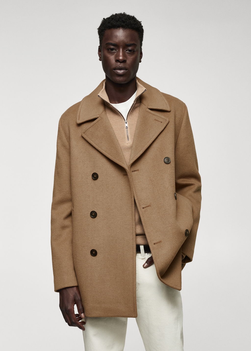 Recycled wool double breasted coat Men MANGO Georgia
