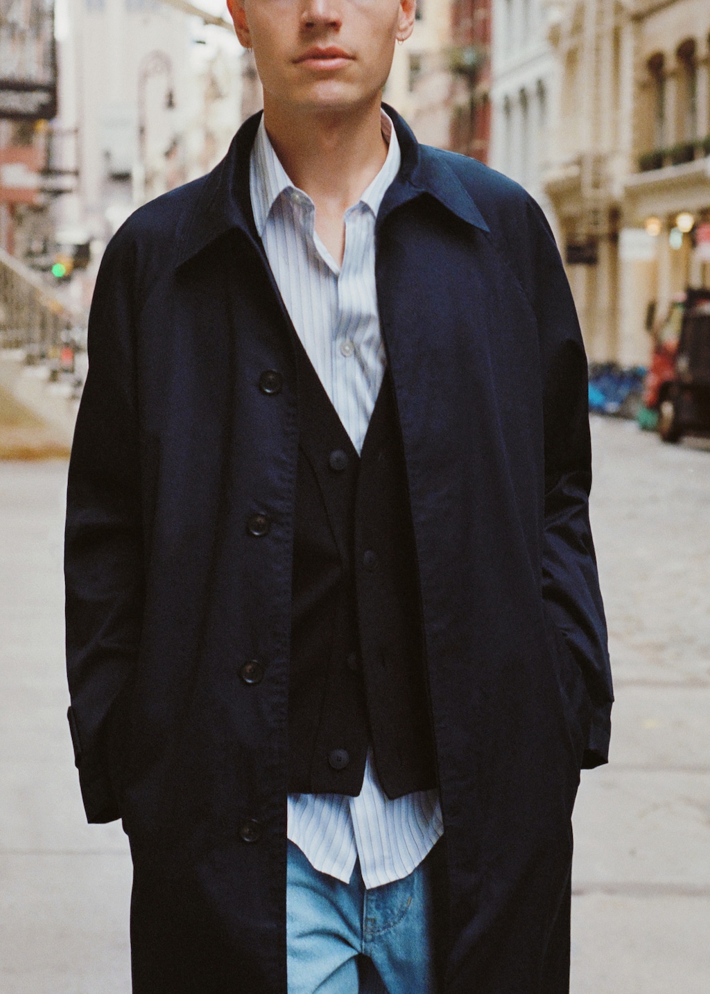 Relaxed-fit cotton trench coat