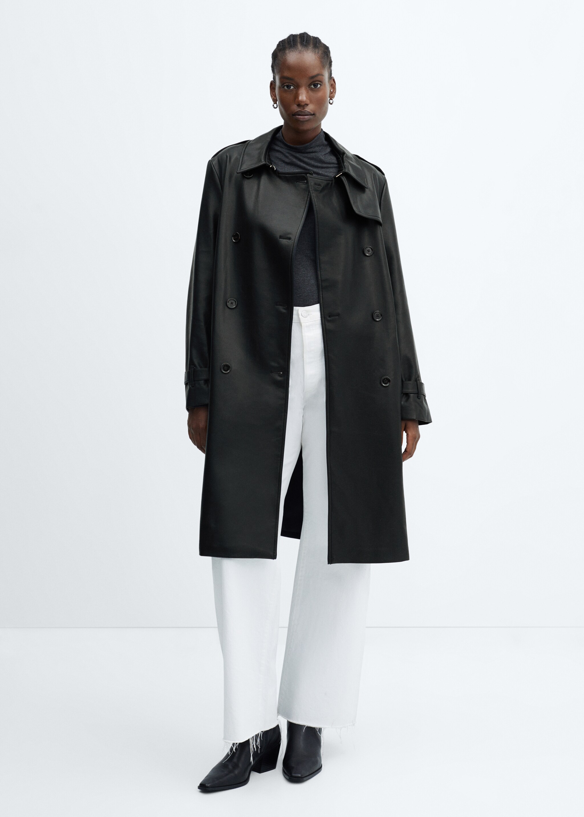 Leather-effect trench coat - Details of the article 3