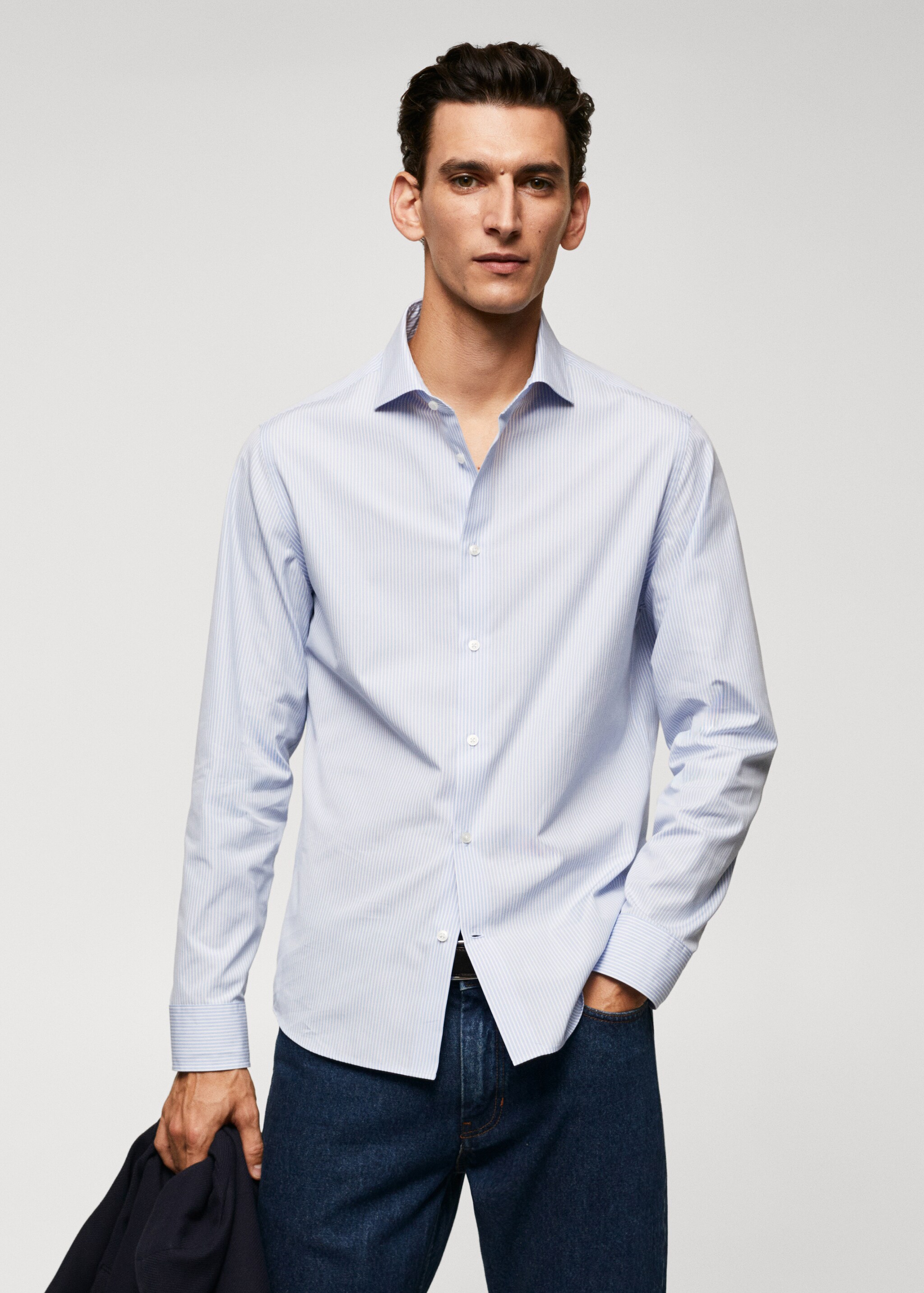 Camisa slim fit de 100% algodão - Plano médio