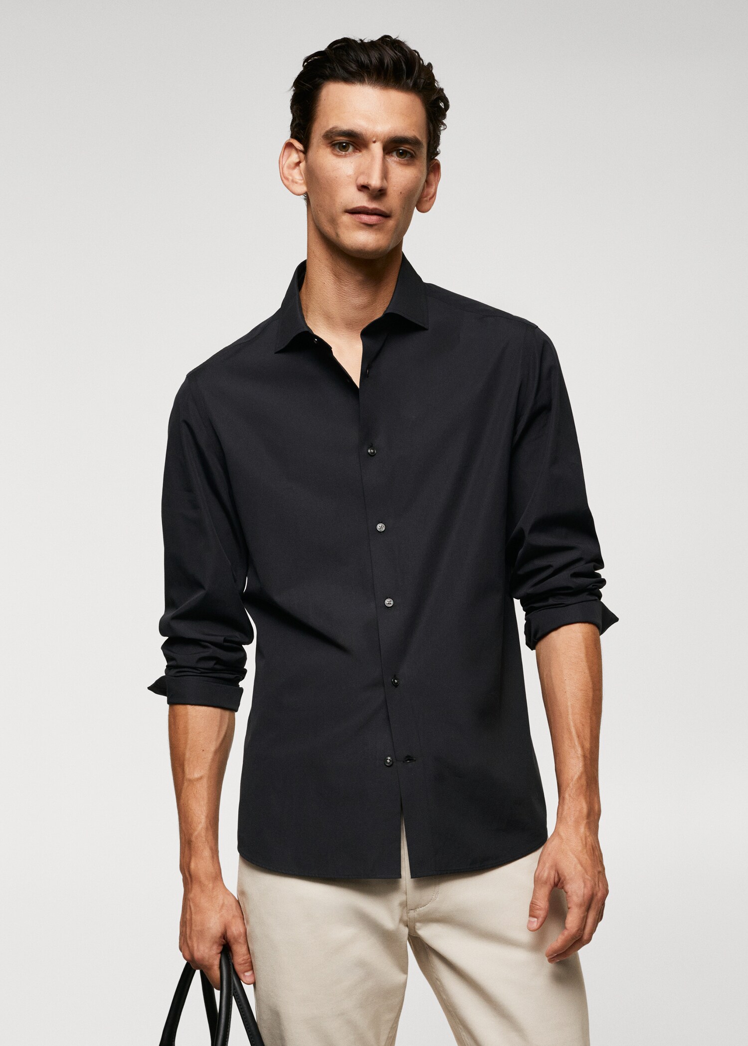 Рубашка slim fit 100% хлопок - Средний план