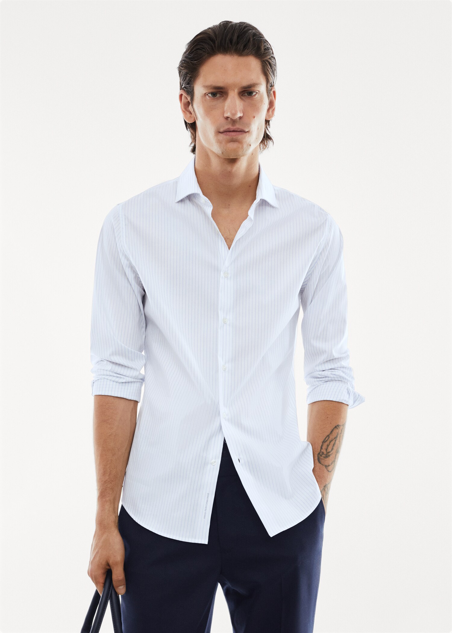 Stretch micro-structure suit shirt - Medium plane