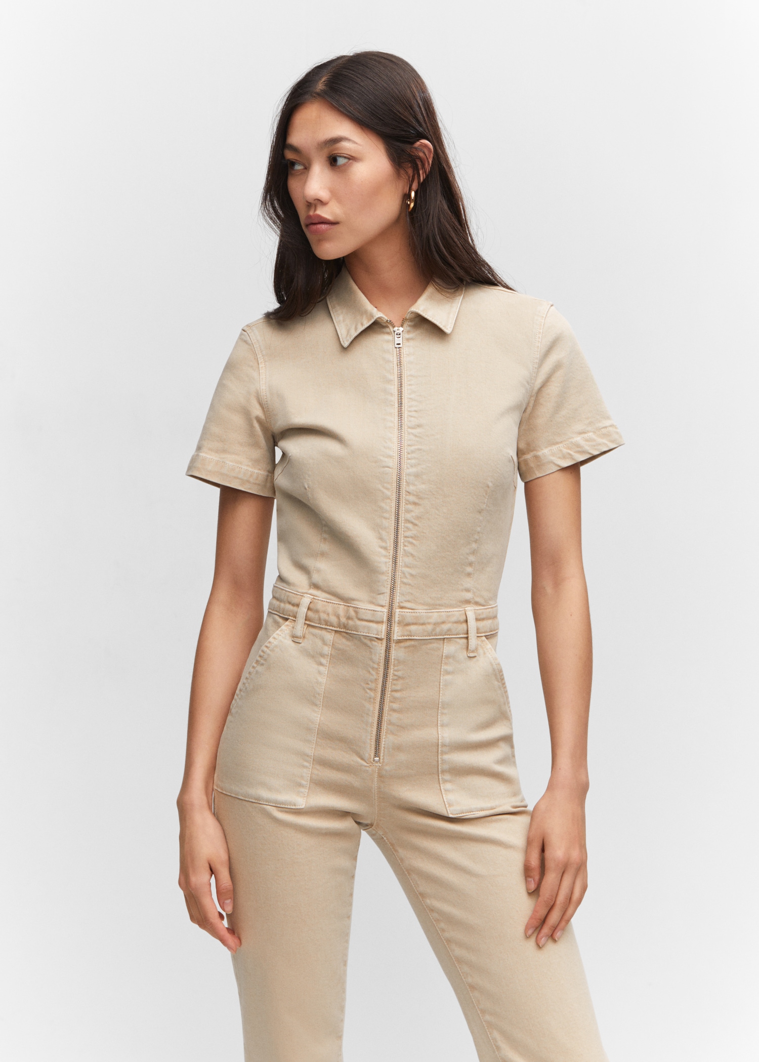 Denim Mango Combinaison Marron Combinaison Col Bénitier Ceinture Femme MANGO France