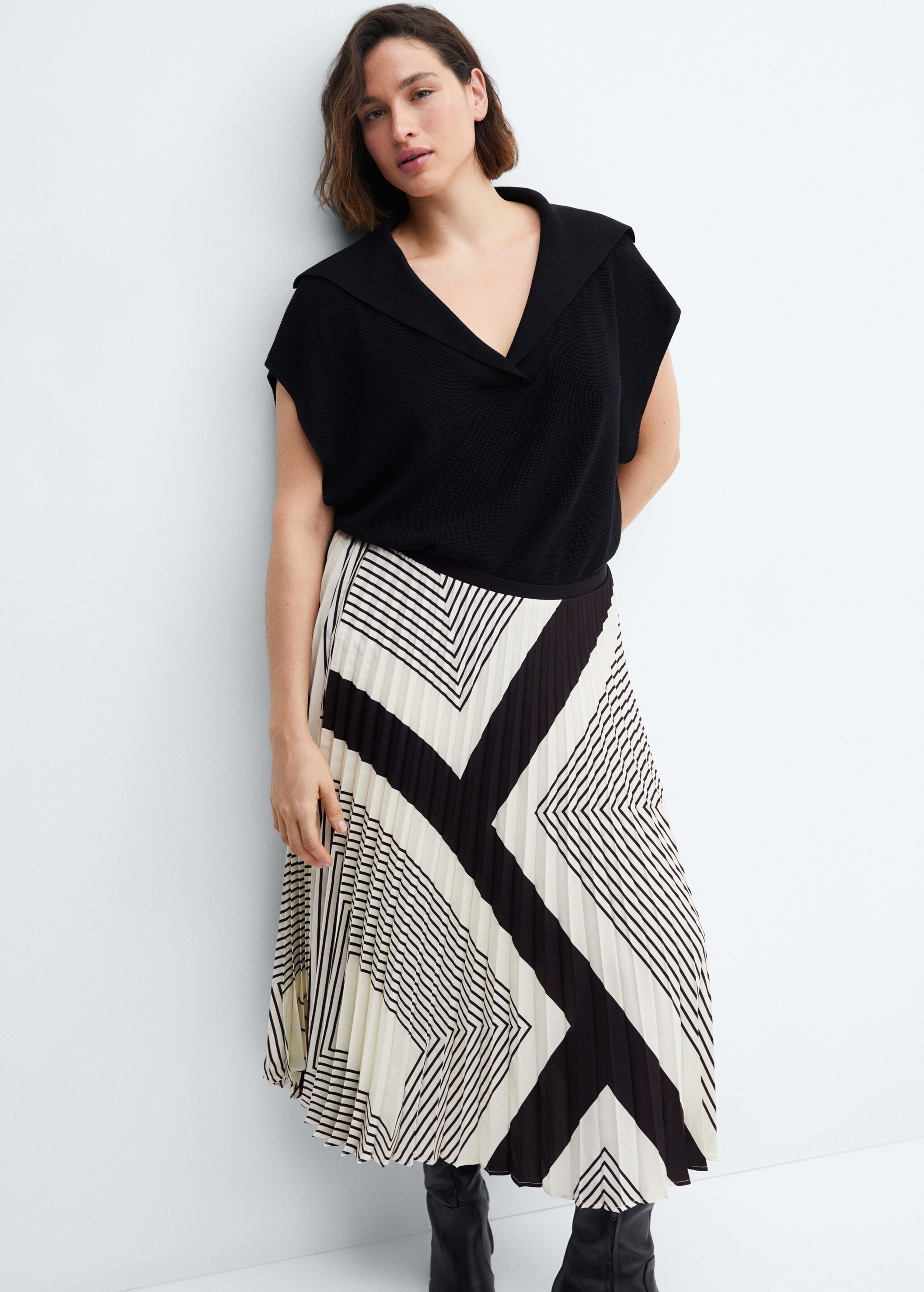 Stripes pleated skirt - Details of the article 4