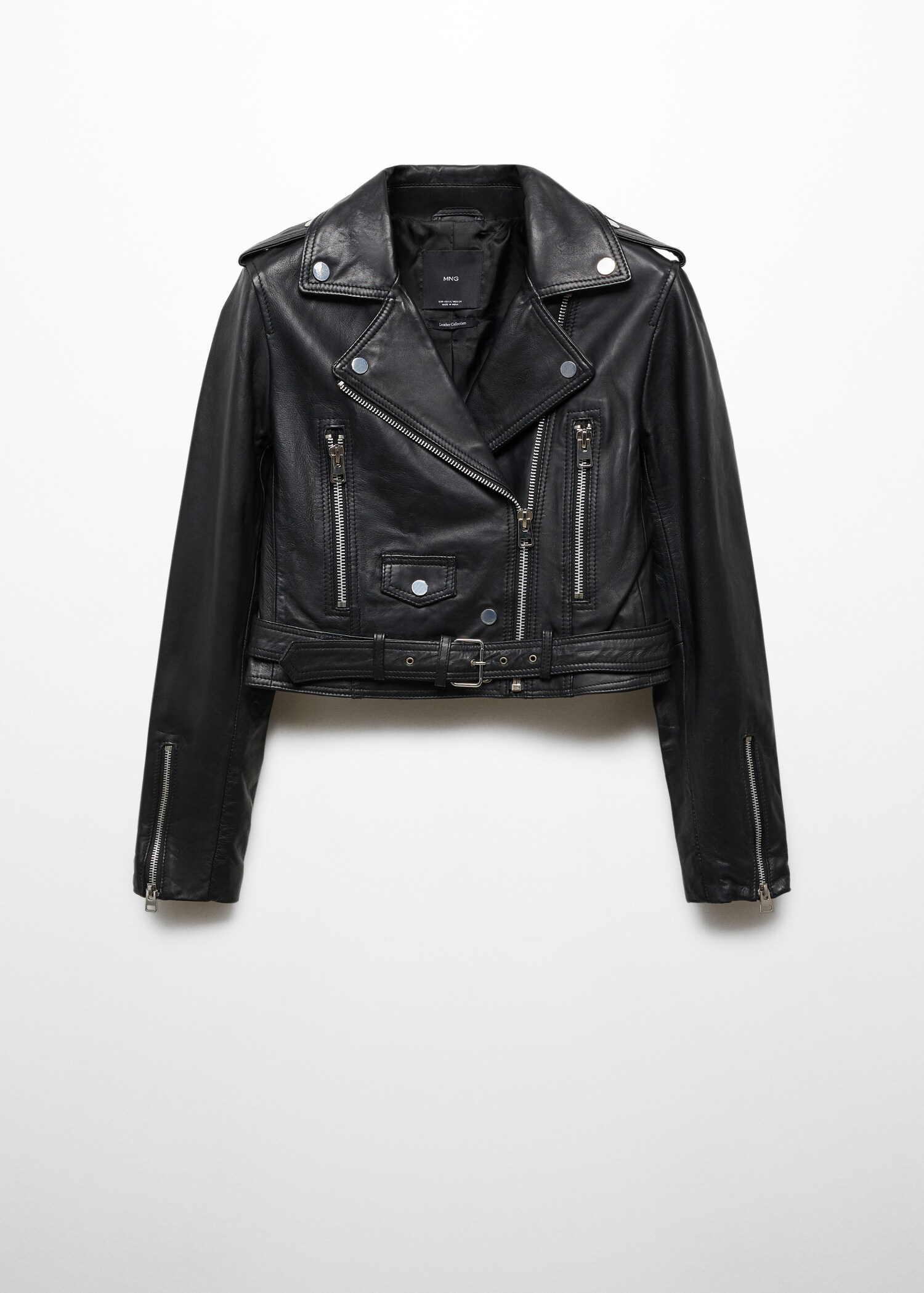 Zipper leather biker jacket - Article without model