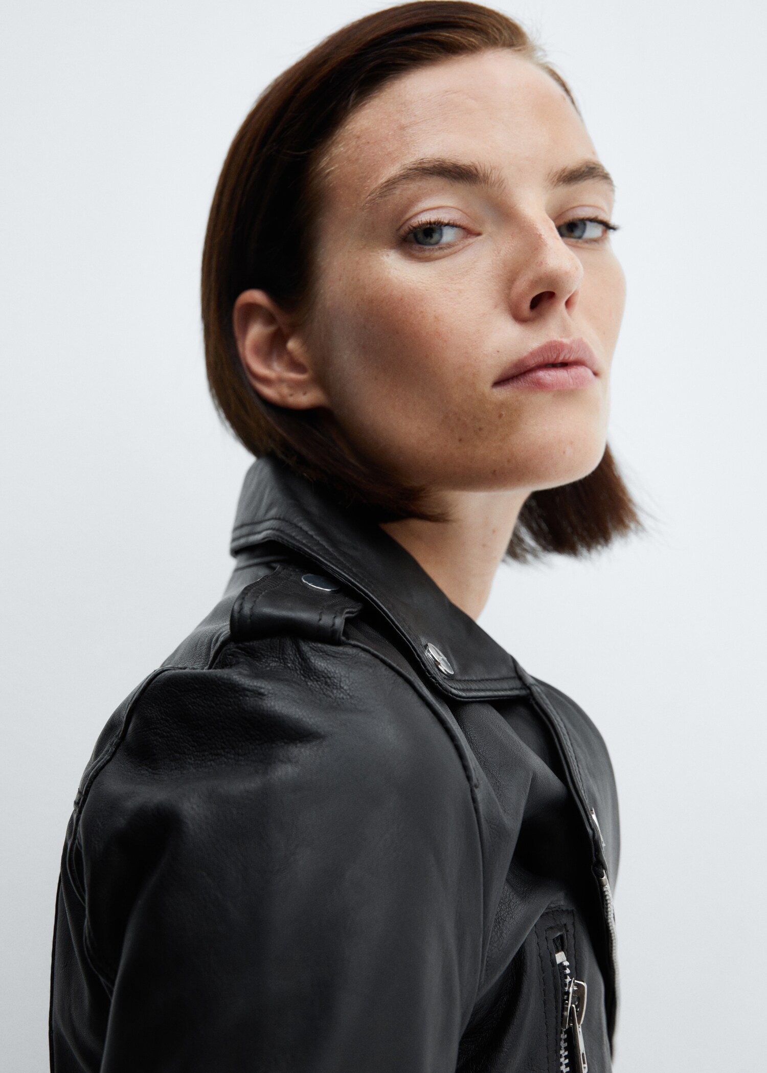 Zipper leather biker jacket - Details of the article 1