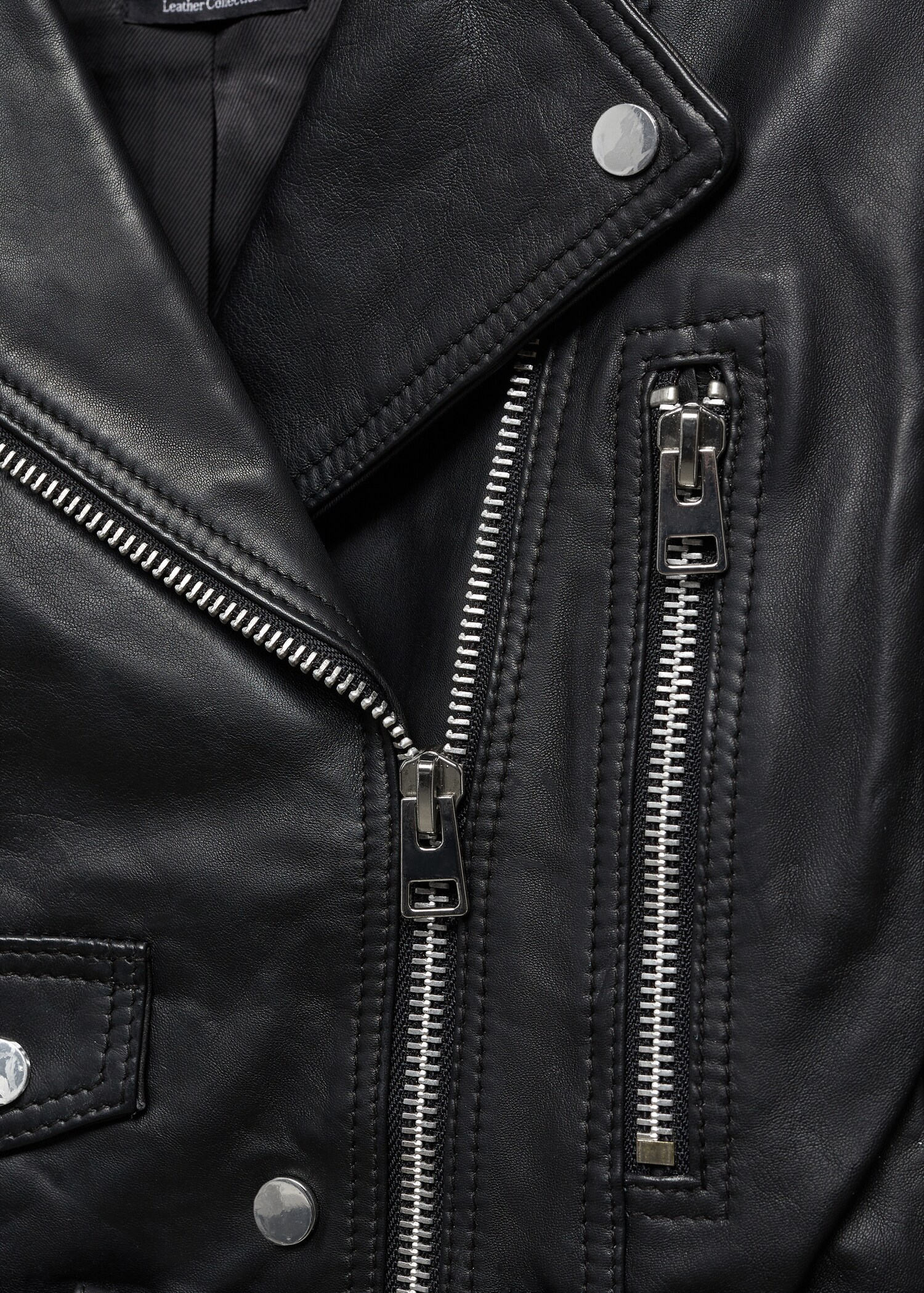Zipper leather biker jacket - Details of the article 8