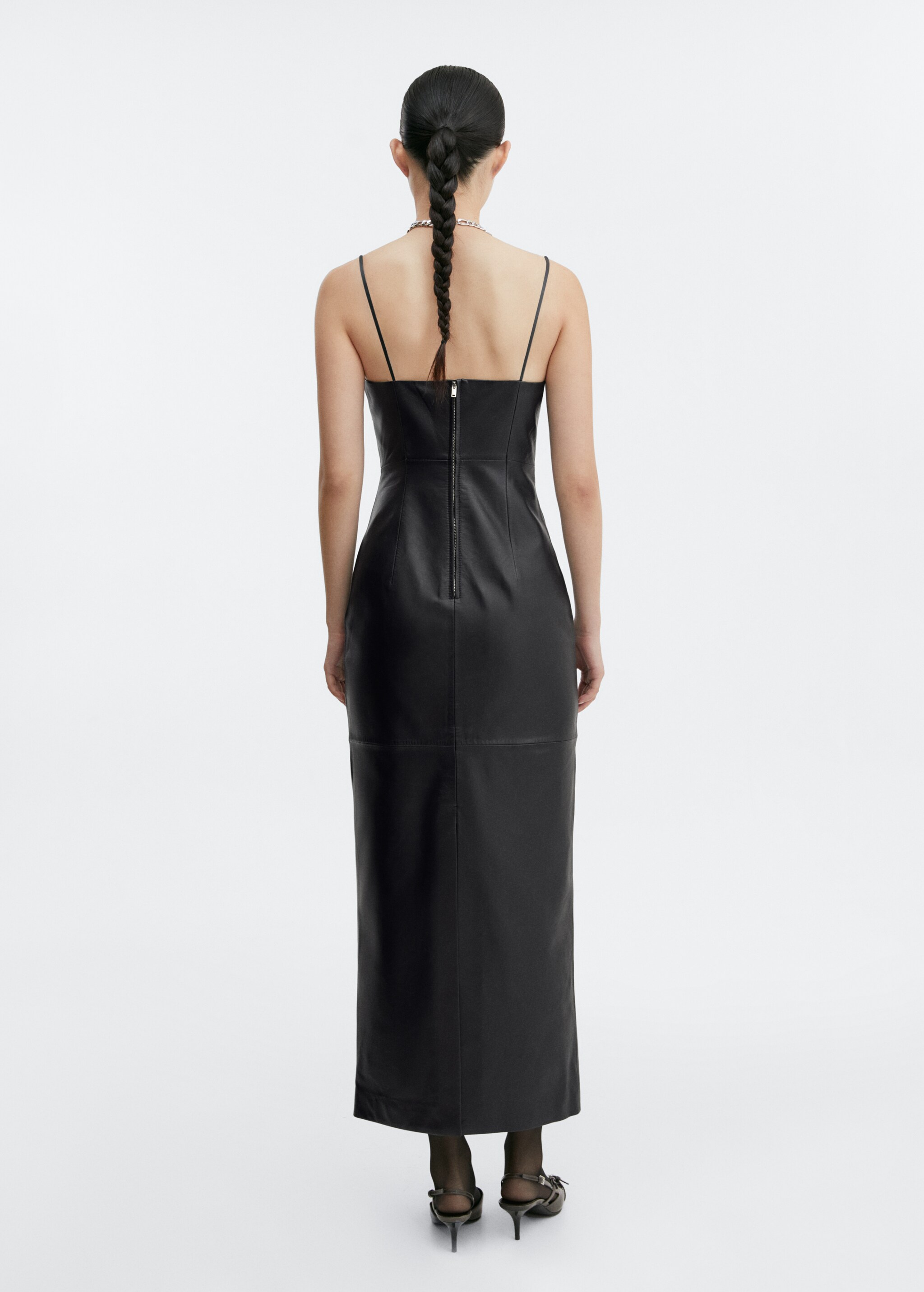 Leather dress with straps - Reverse of the article