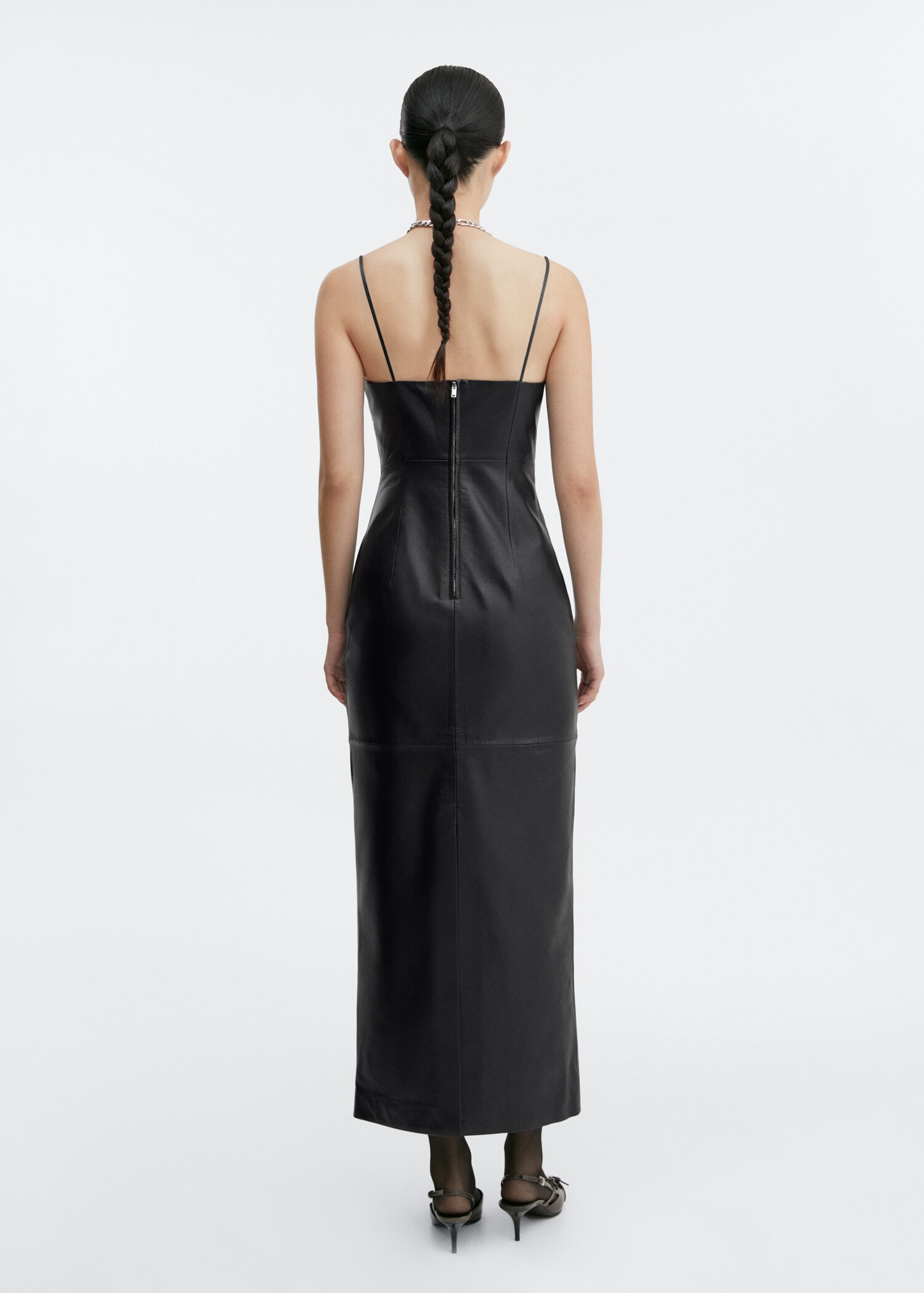 Leather dress with straps - Reverse of the article