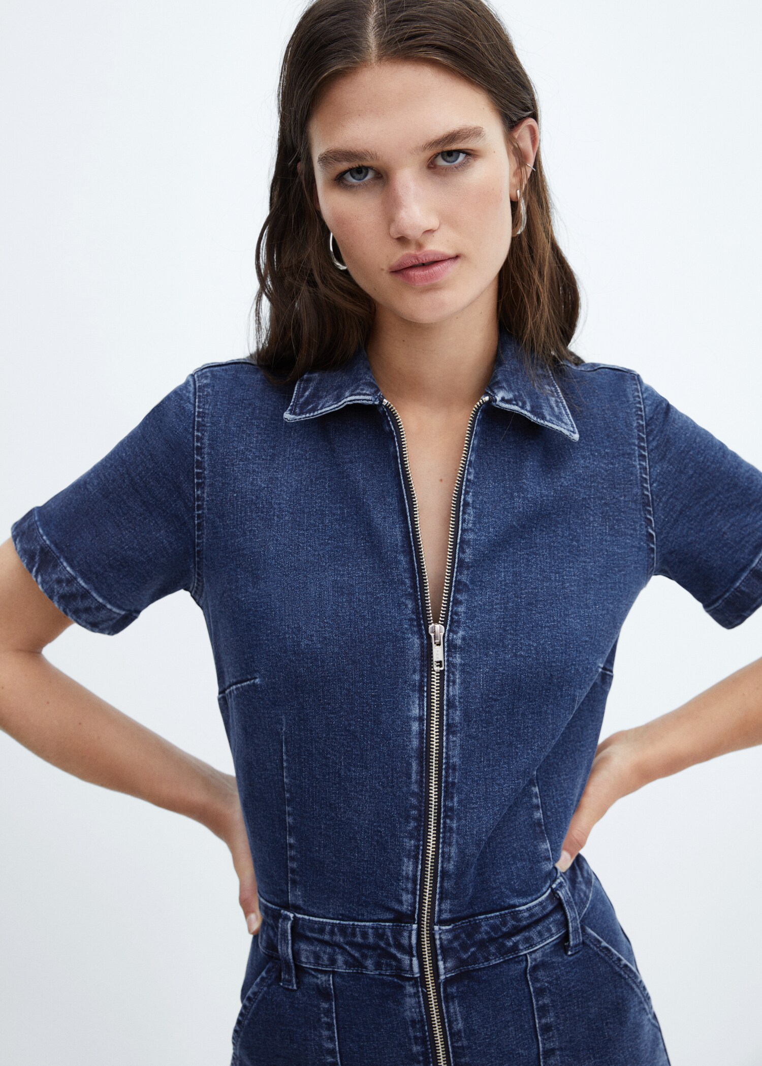 Denim zipper jumpsuit - Details of the article 1