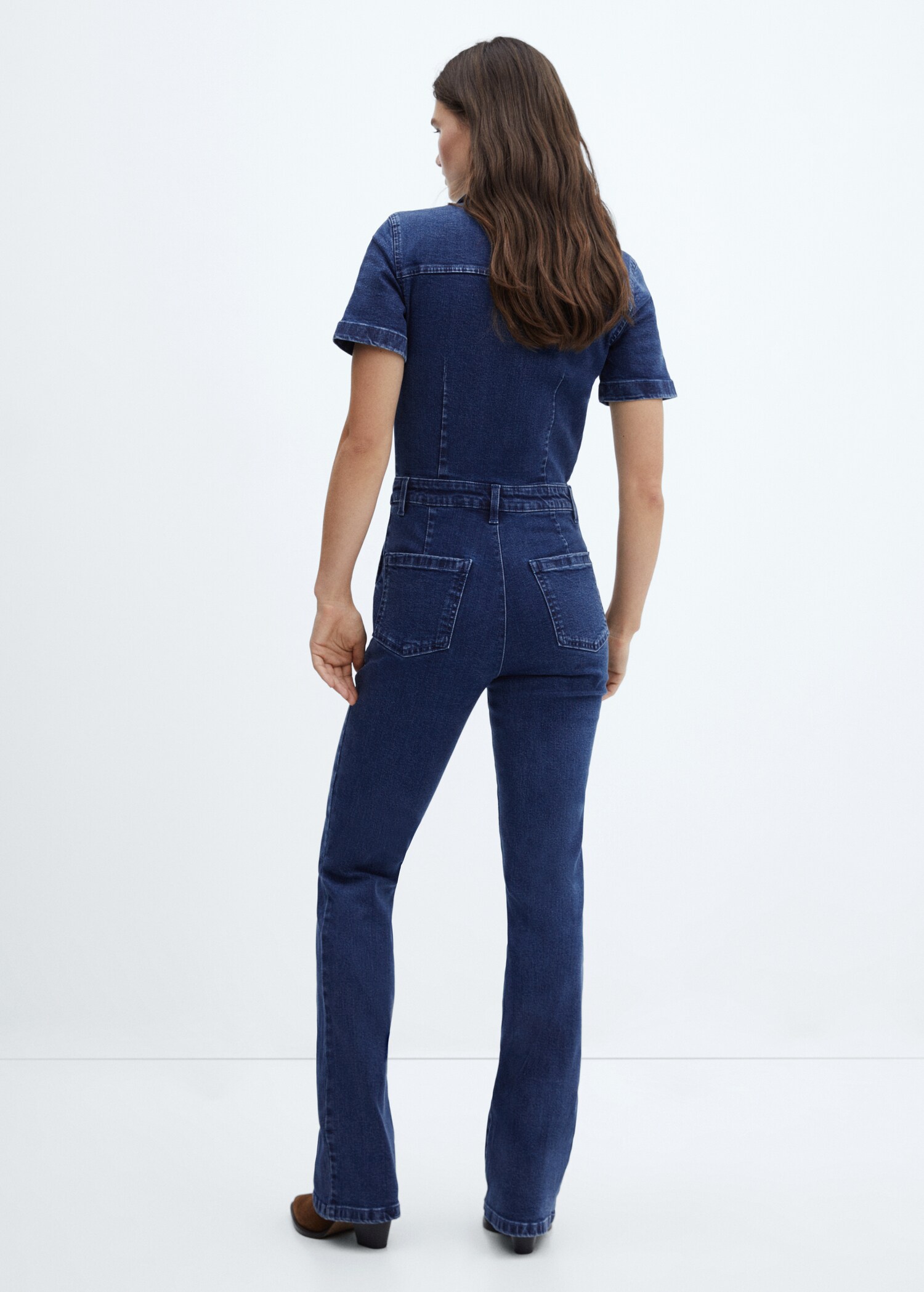 Denim zipper jumpsuit - Reverse of the article