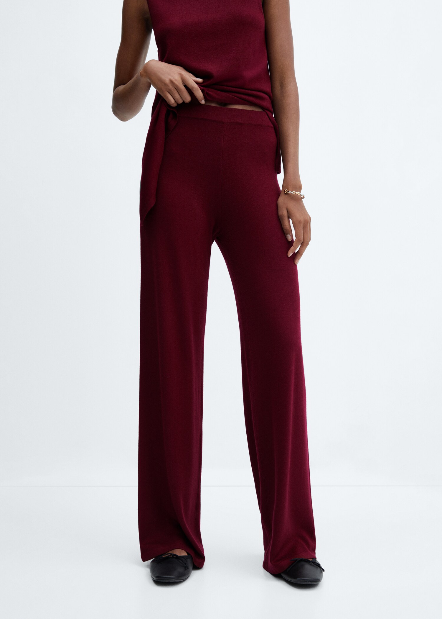 Pantalon wideleg maille fine - Plan moyen