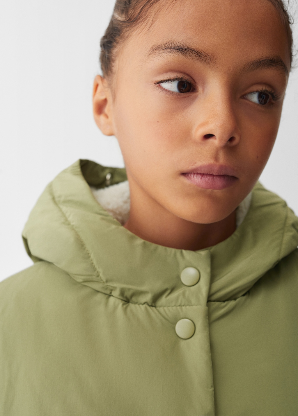 Anorak with shearling-effect hood