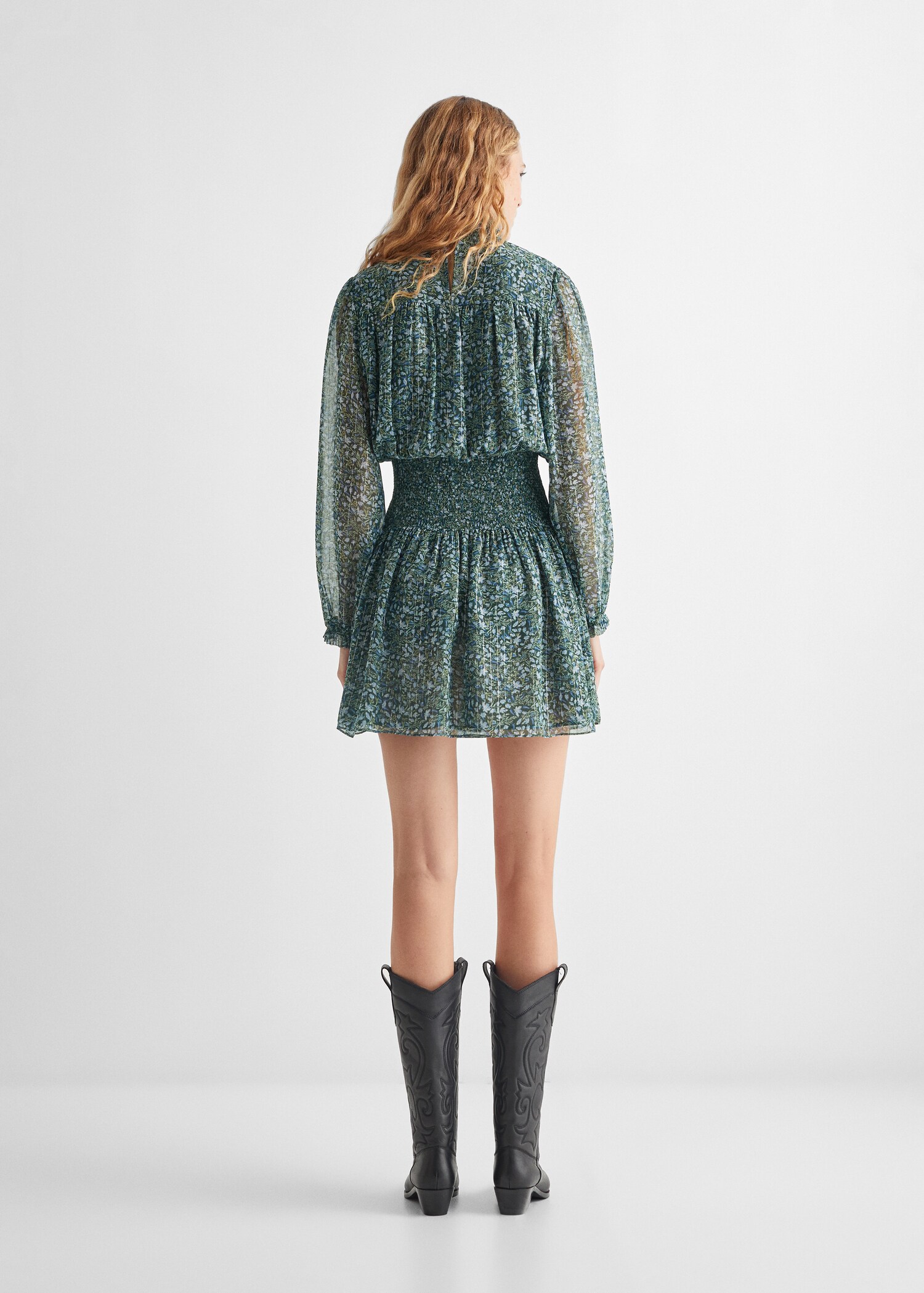 Vestido fruncido estampado - Reverso del artículo