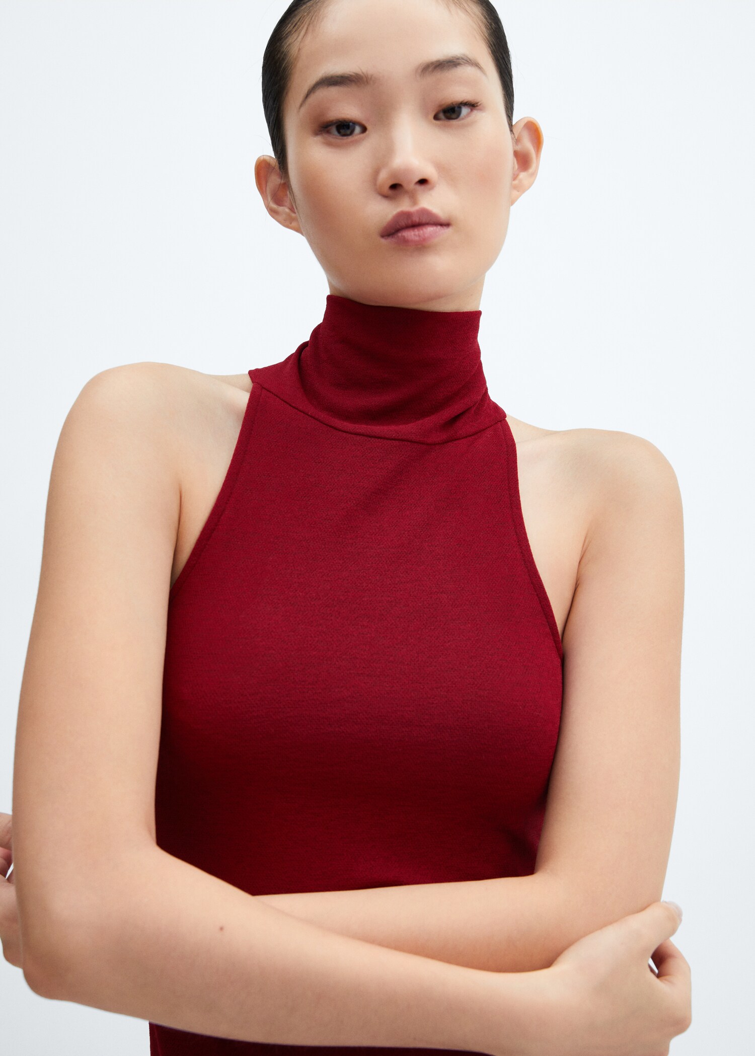 Vestido midi cuello alto - Detalle del artículo 1