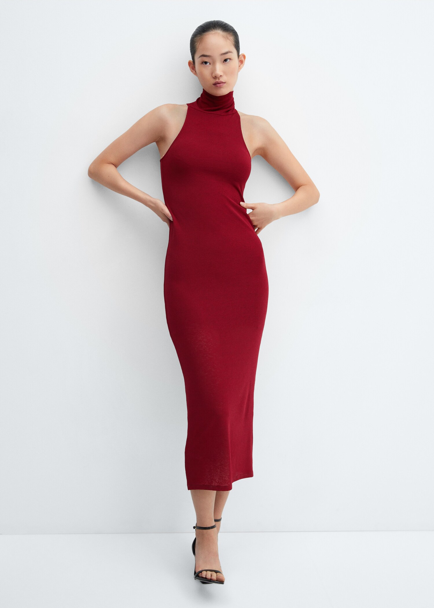 Vestido midi cuello alto - Detalle del artículo 2