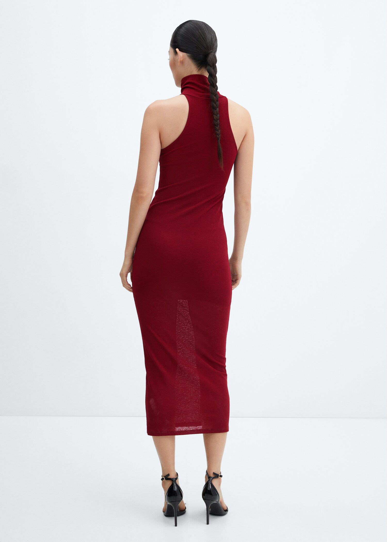 Vestido midi cuello alto - Reverso del artículo