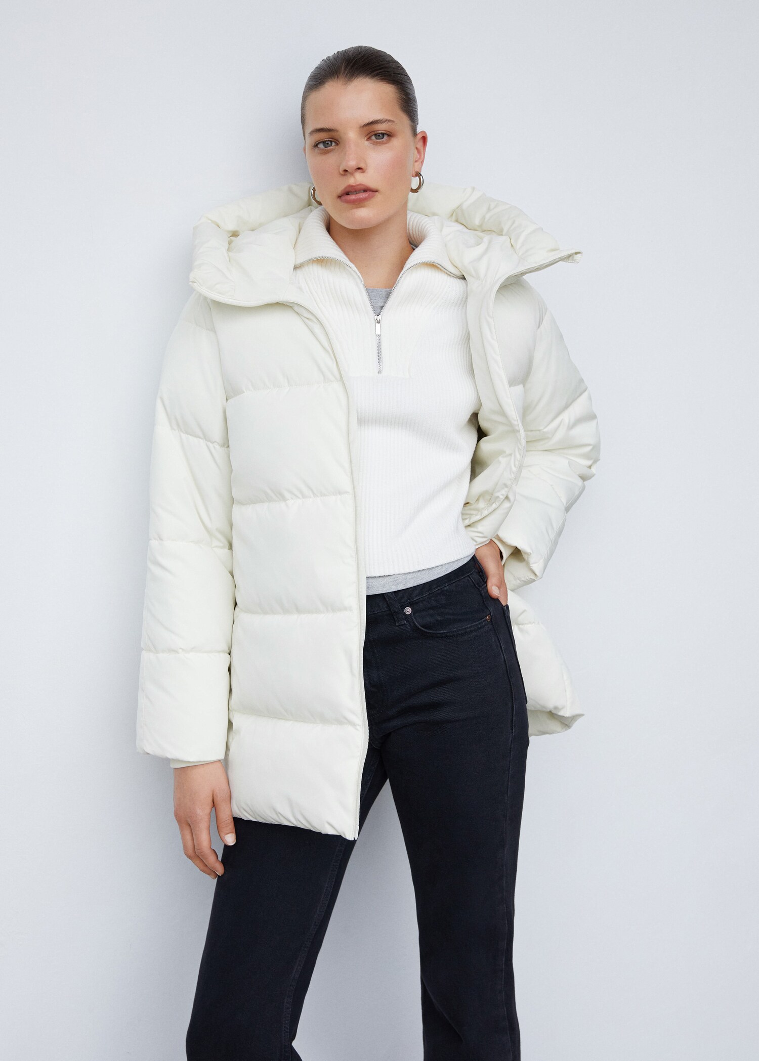 Hood quilted coat - Medium plane