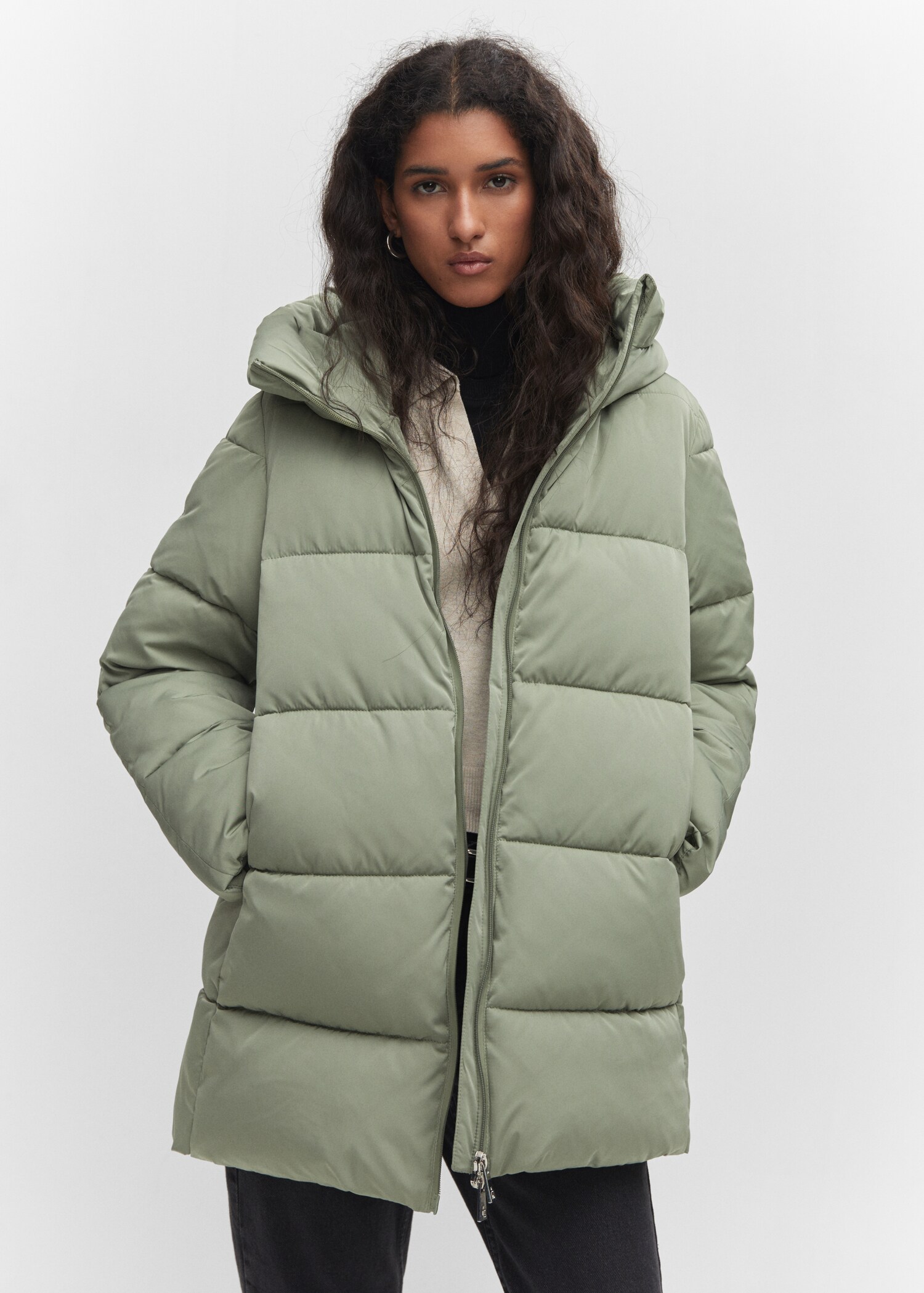 Hood quilted coat - Medium plane