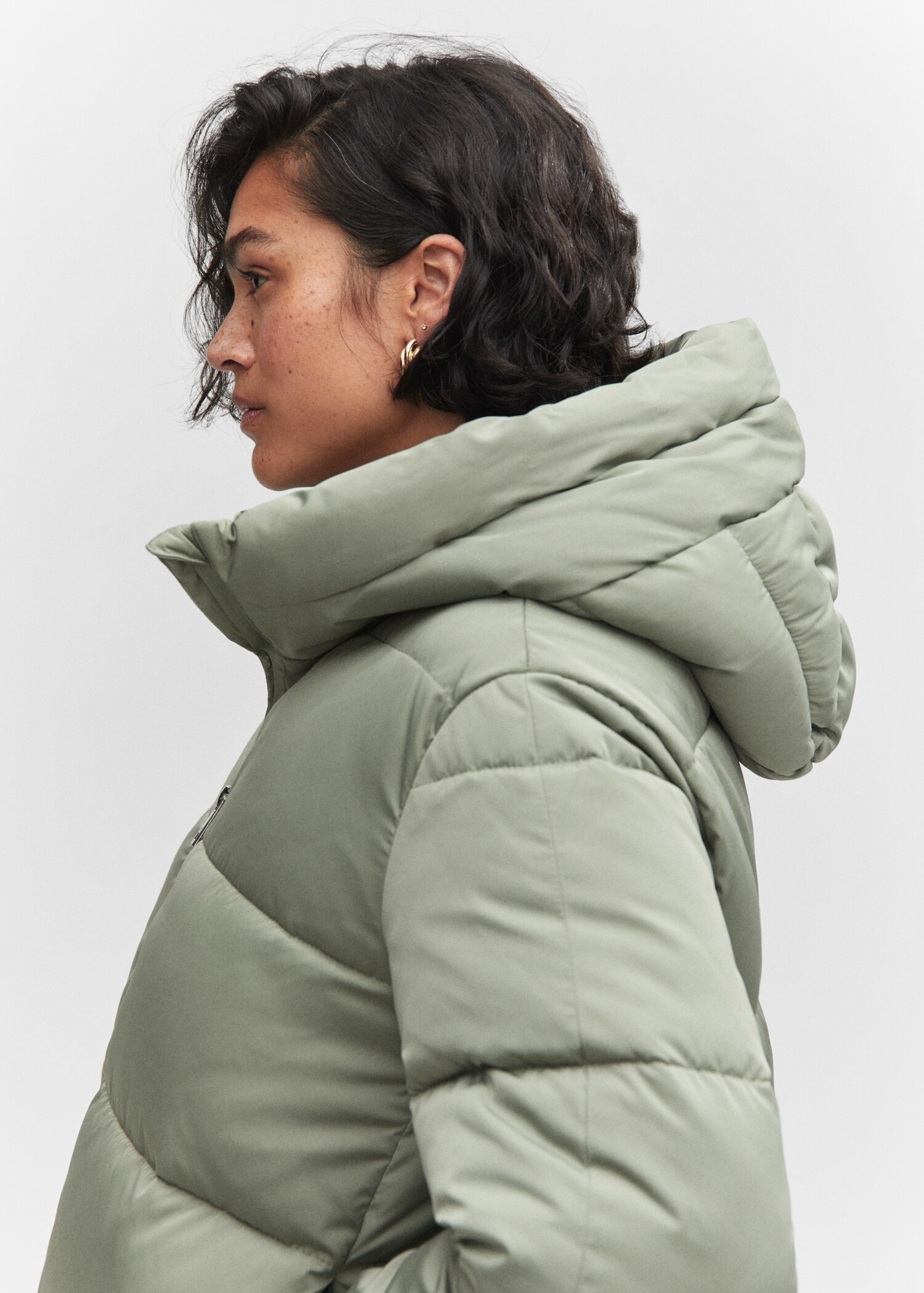 Hood quilted coat - Details of the article 4
