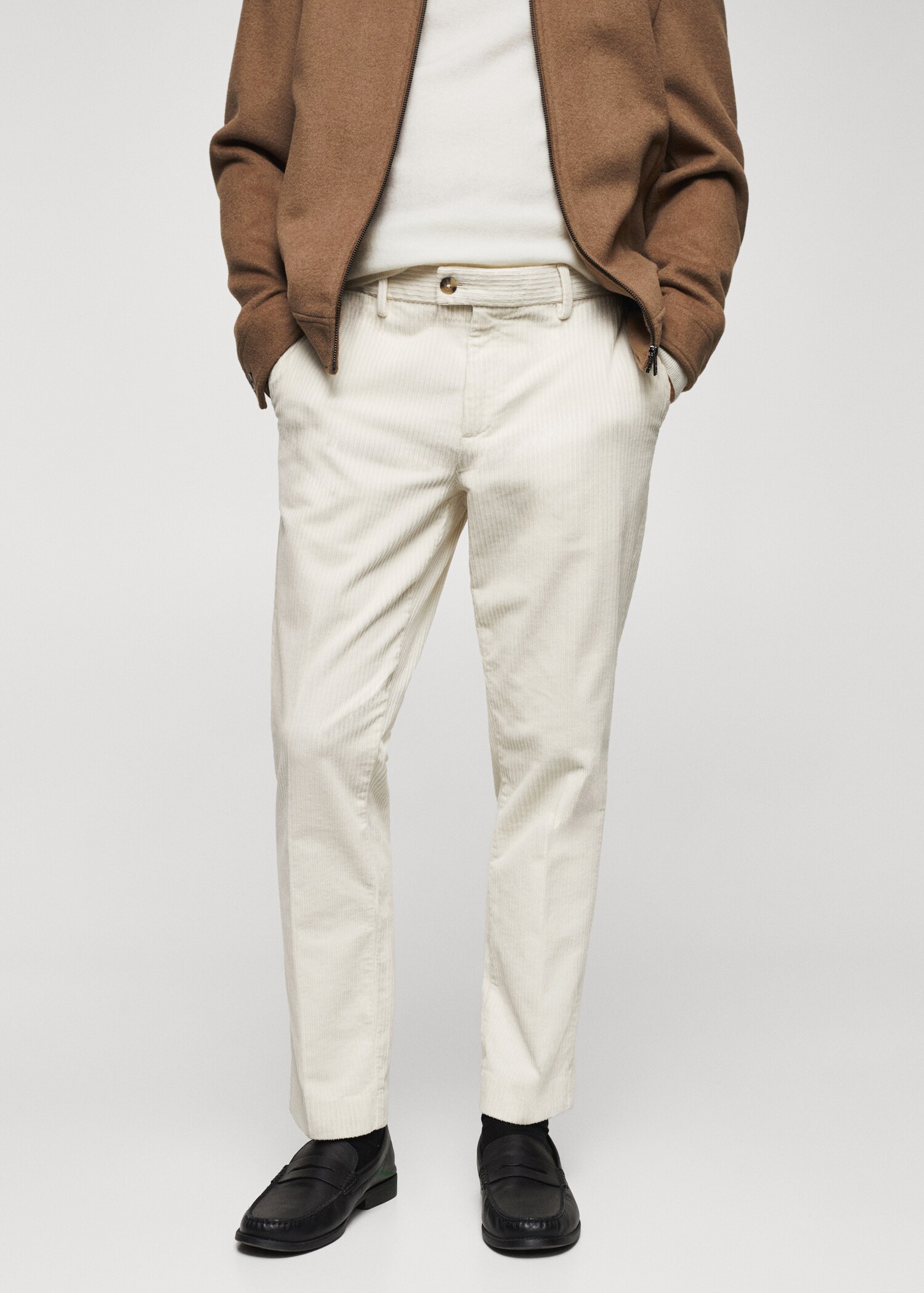Slim fit corduroy trousers - Medium plane
