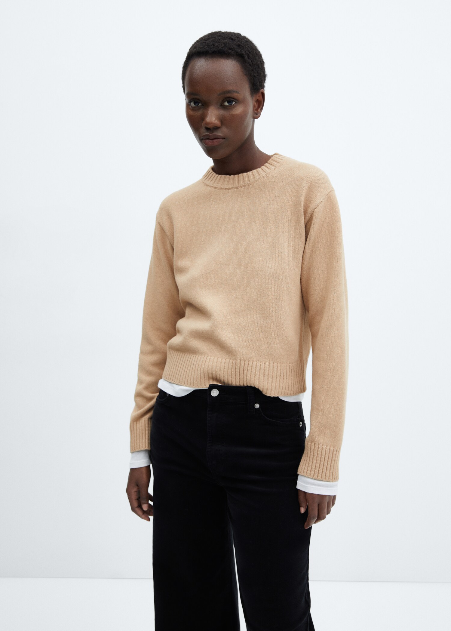 Straight mid-rise corduroy pants - Details of the article 1