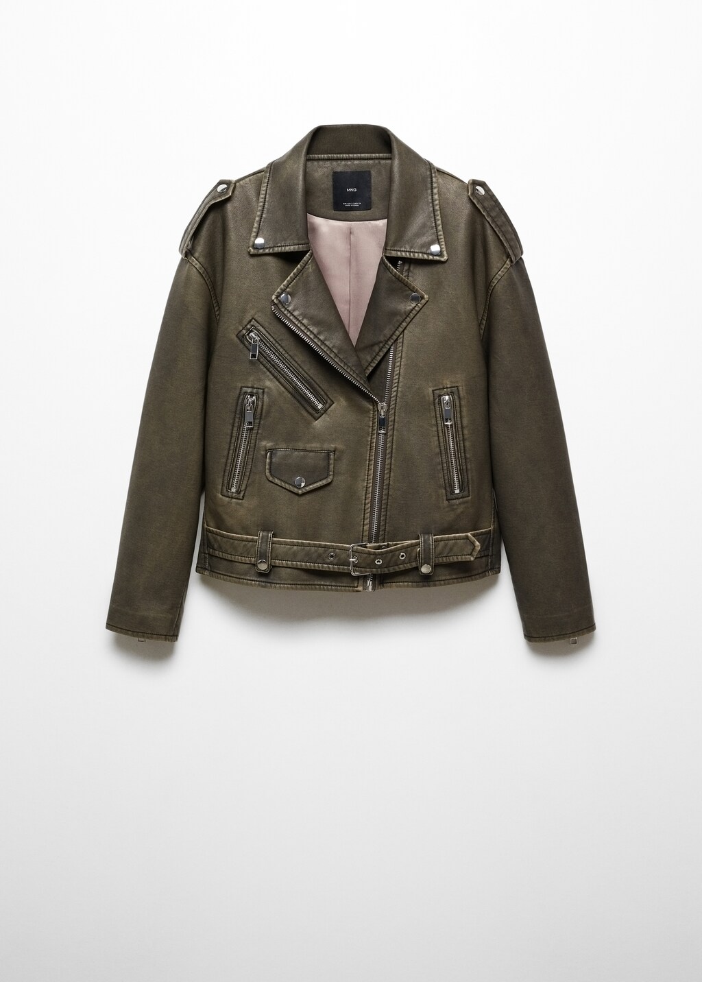 Mango green leather jacket deals