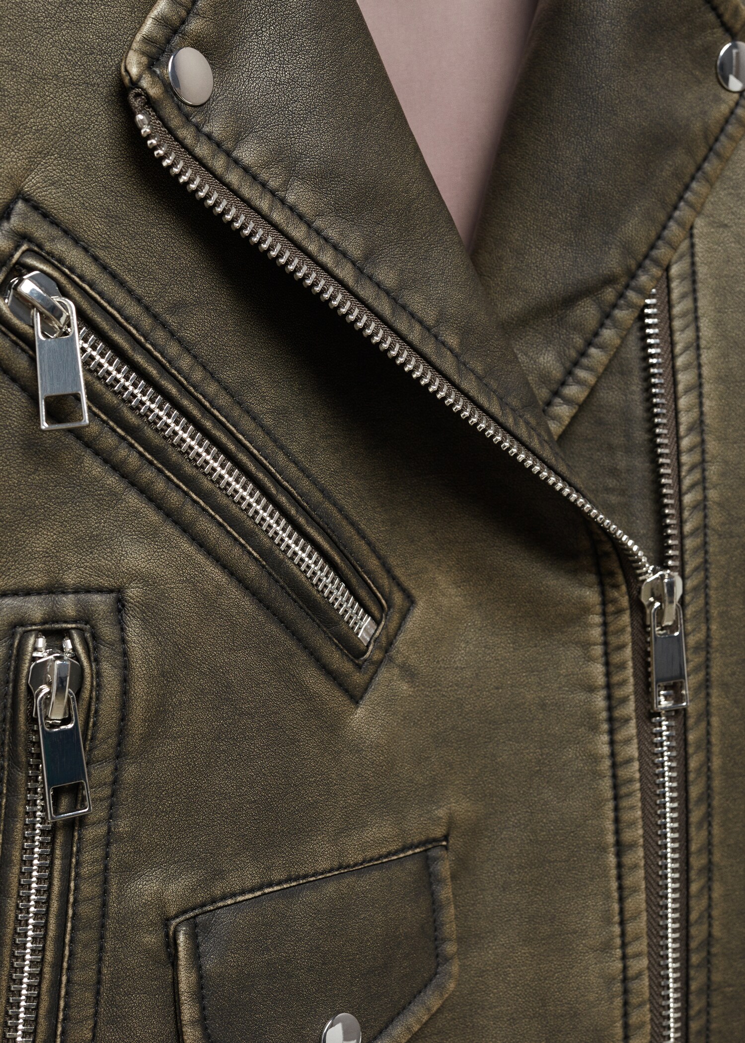 Τζάκετ biker oversize ξεφτισμένο εφέ - Λεπτομέρεια του προϊόντος 8
