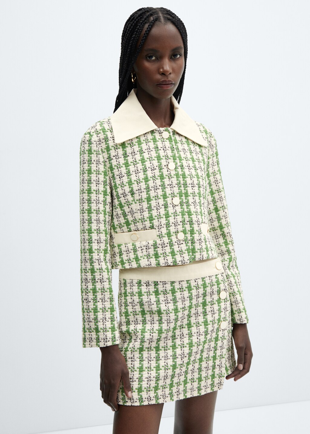 Veste tweed col chemise