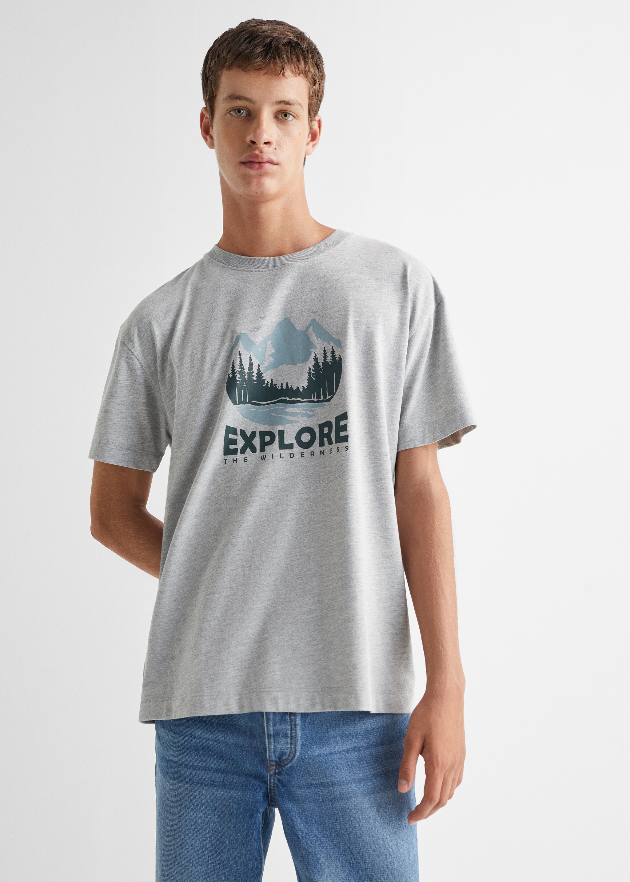 T-Shirt mit Textaufdruck - Mittlere Ansicht