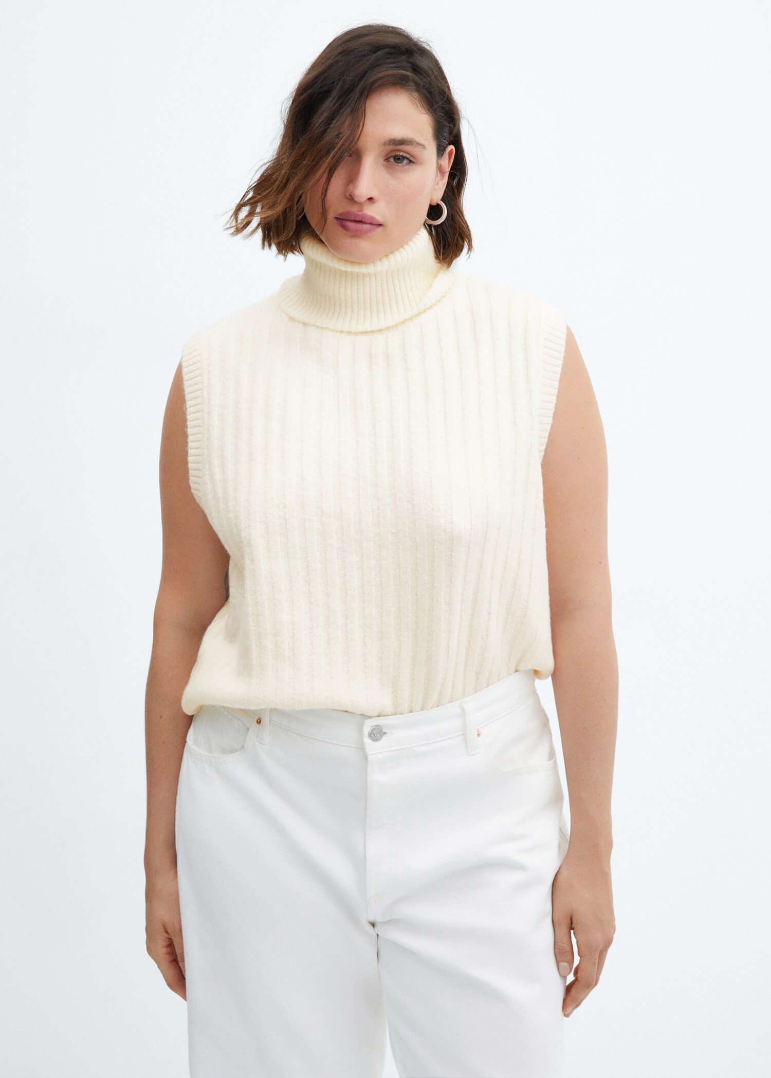 Ribbed turtleneck gilet - Details of the article 5