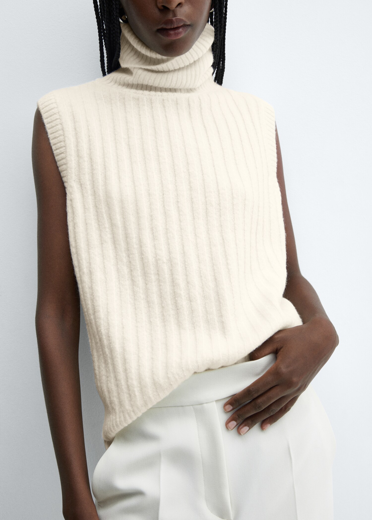 Ribbed turtleneck gilet - Details of the article 6