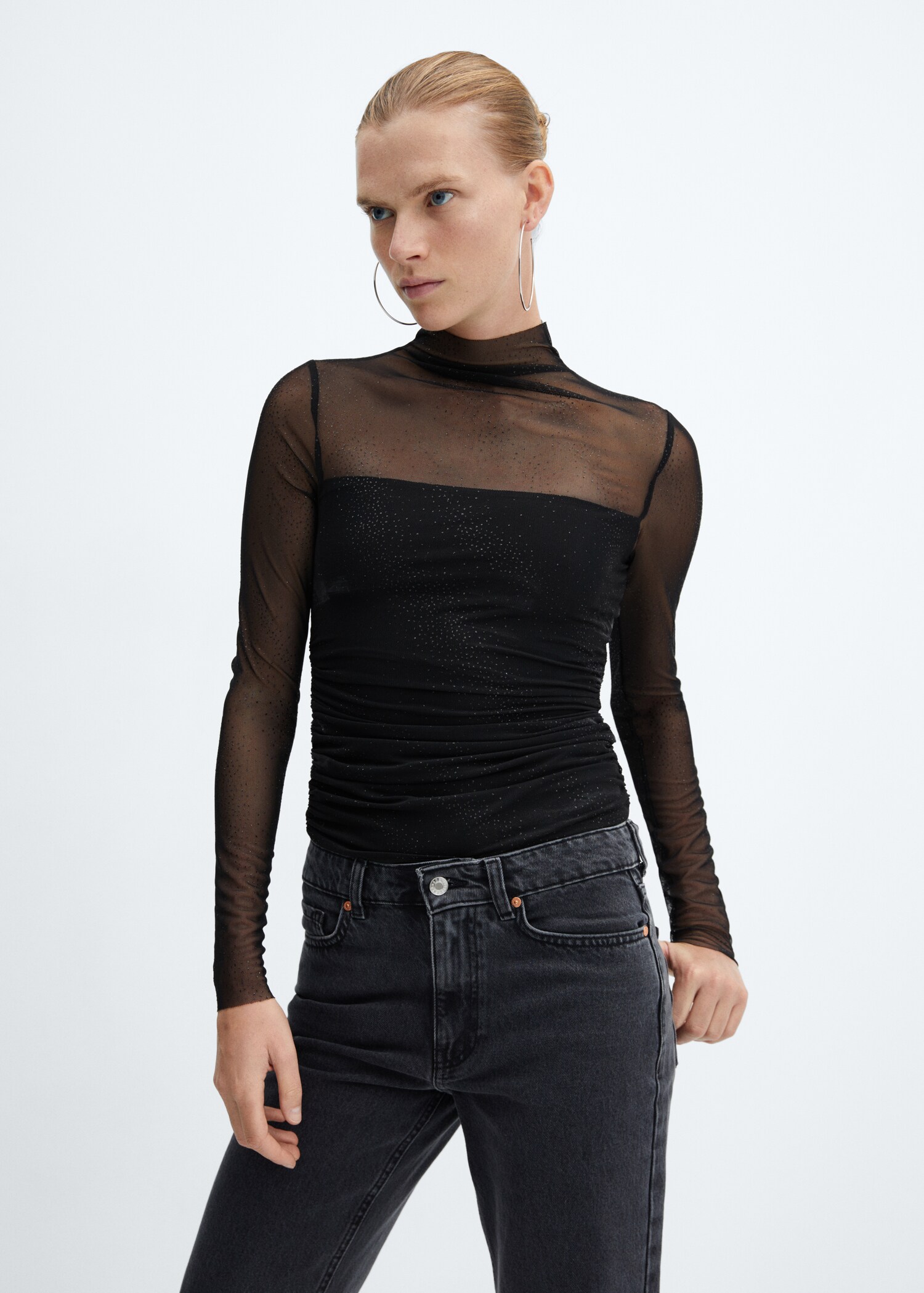 T-shirt maille filet brillants - Plan moyen
