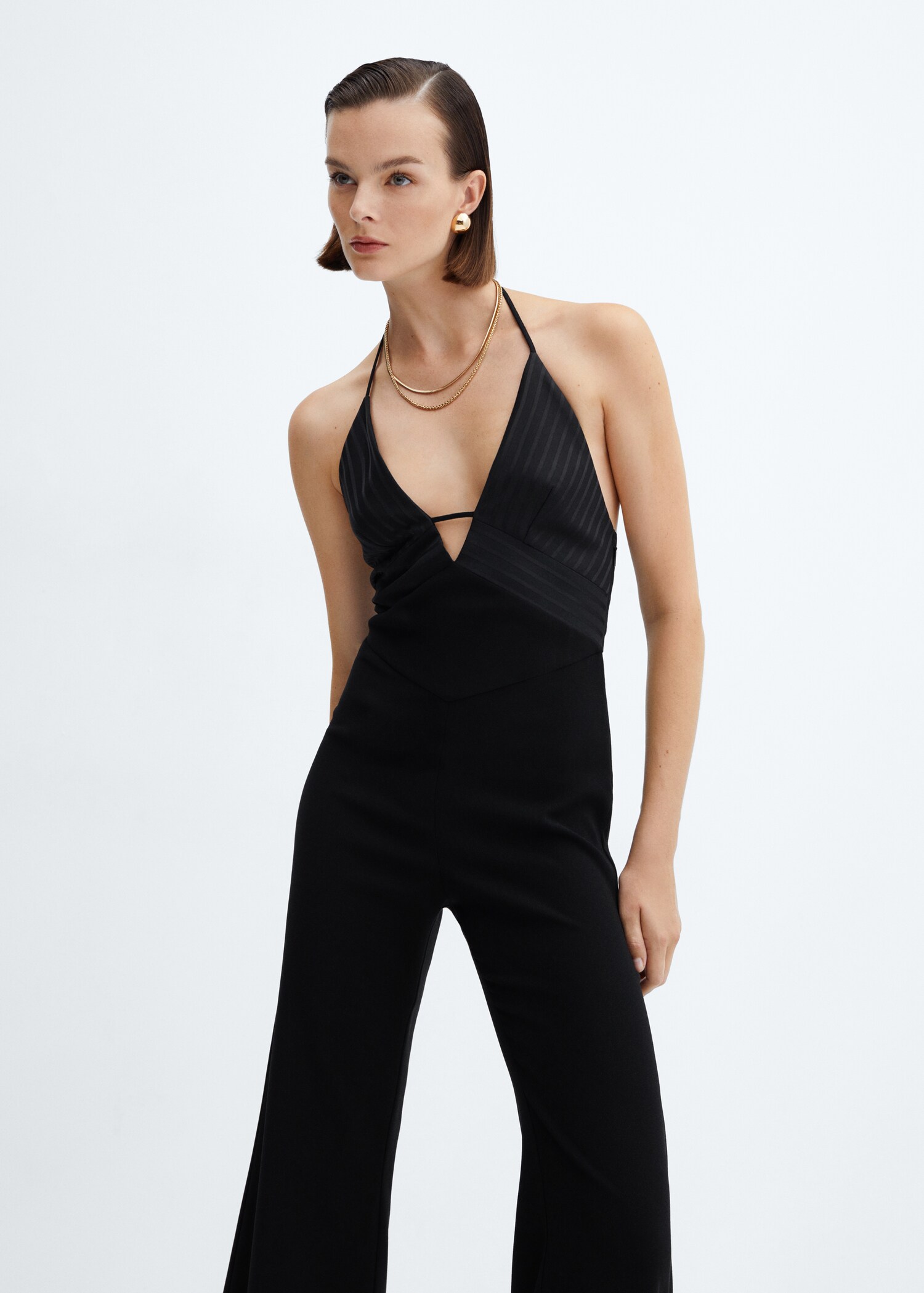 Low-cut jumpsuit with satin details - Medium plane