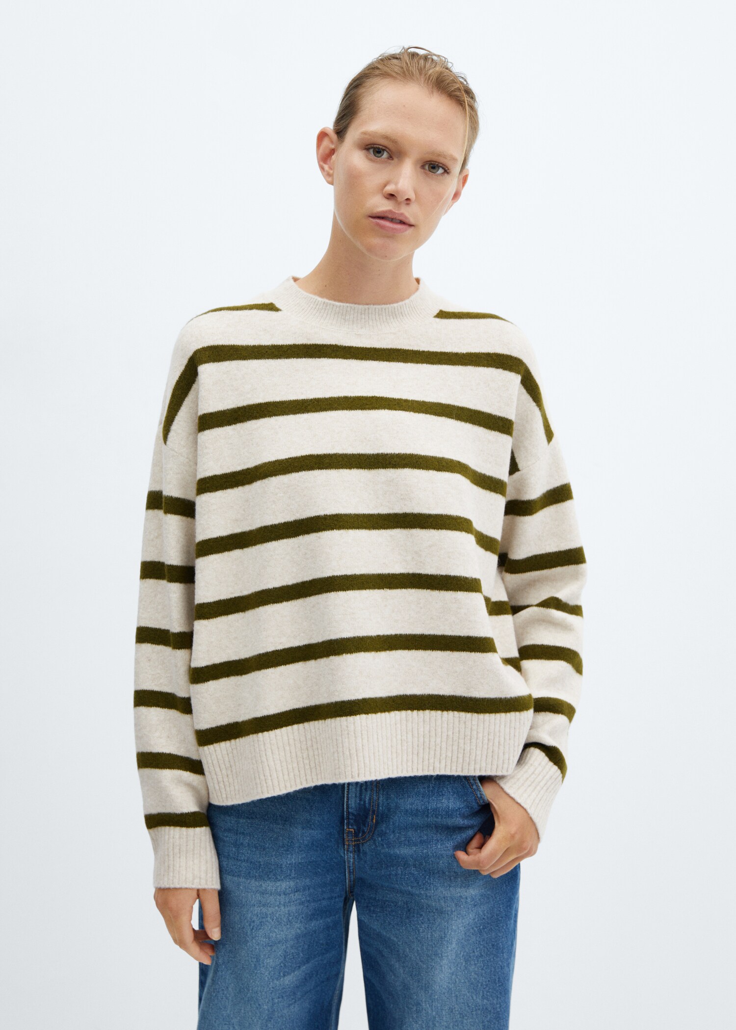 Round-neck striped sweater - Medium plane