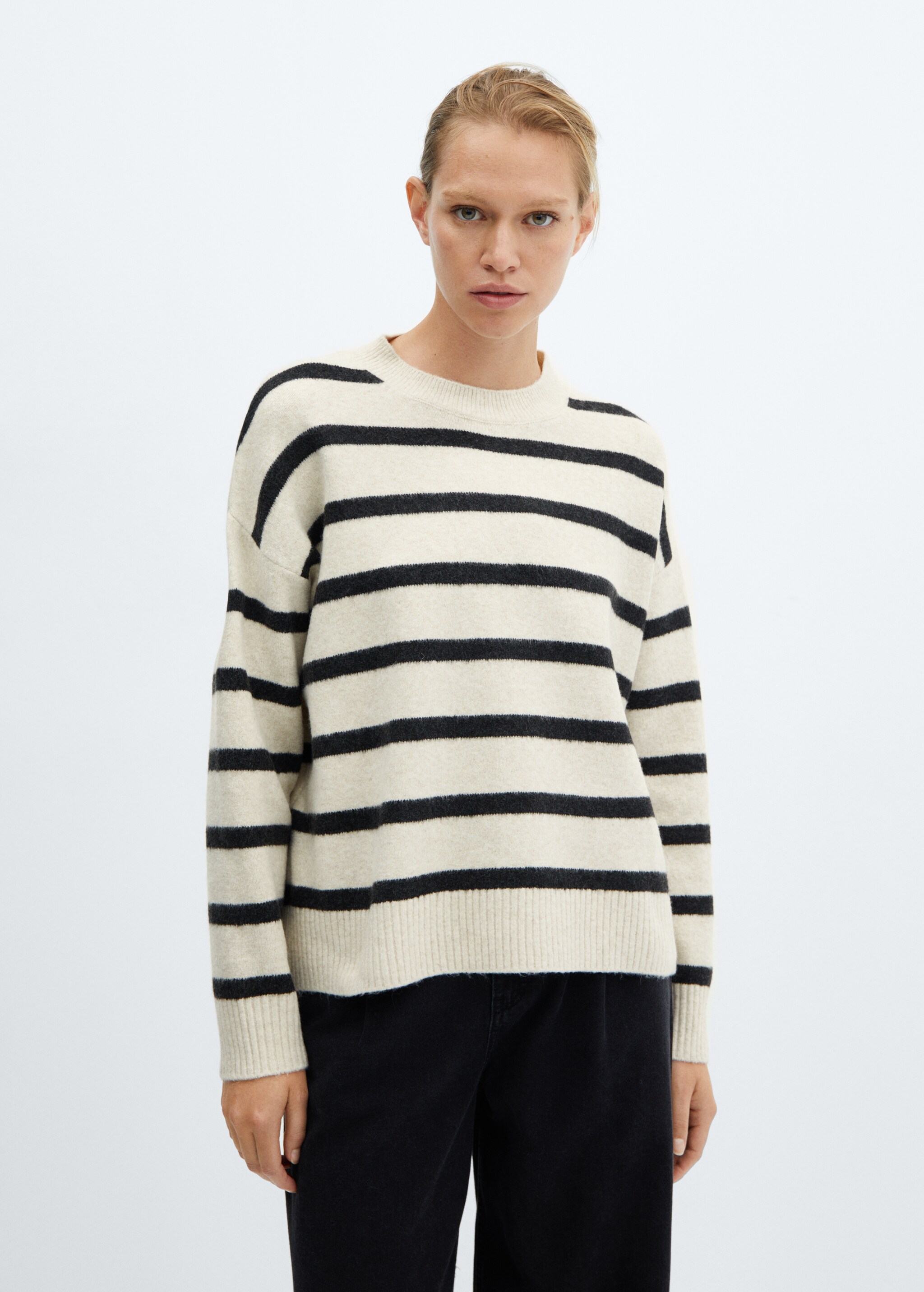 Round-neck striped sweater - Medium plane
