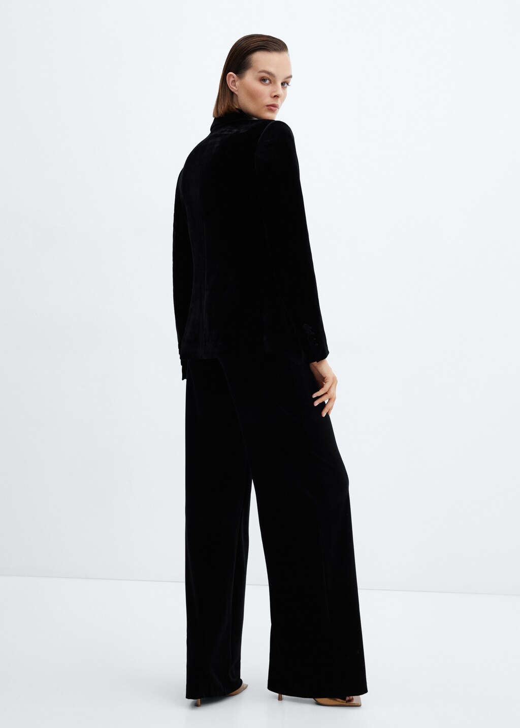 Velvet wideleg trousers