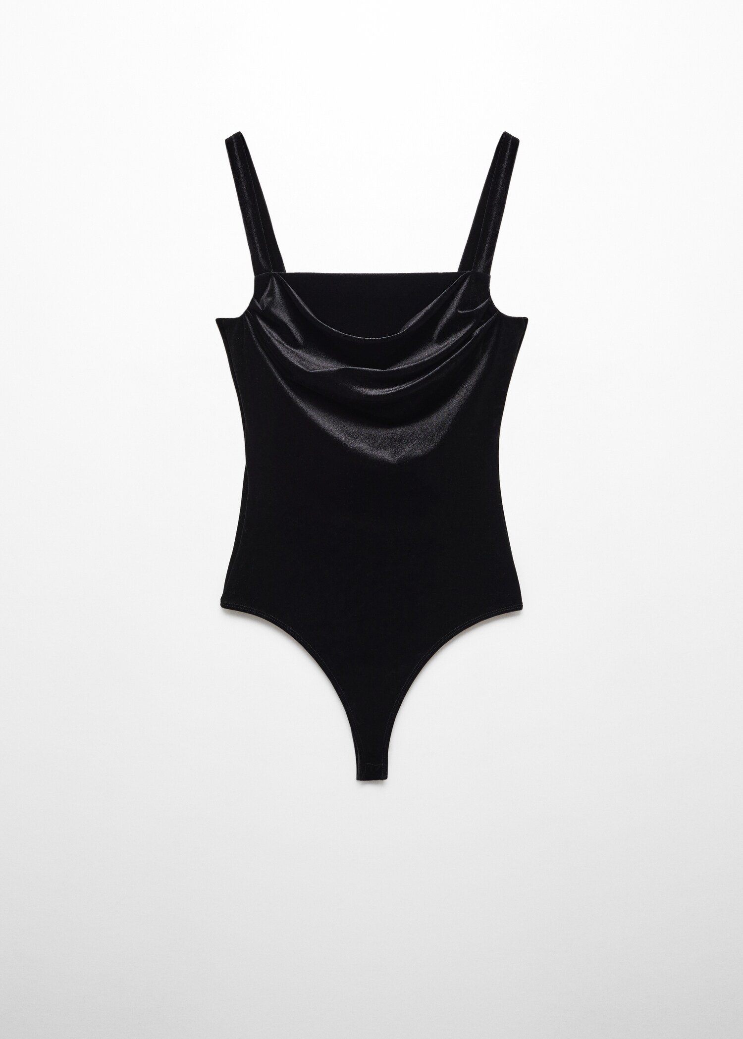 Velvet bodysuit with draped neckline - Article without model