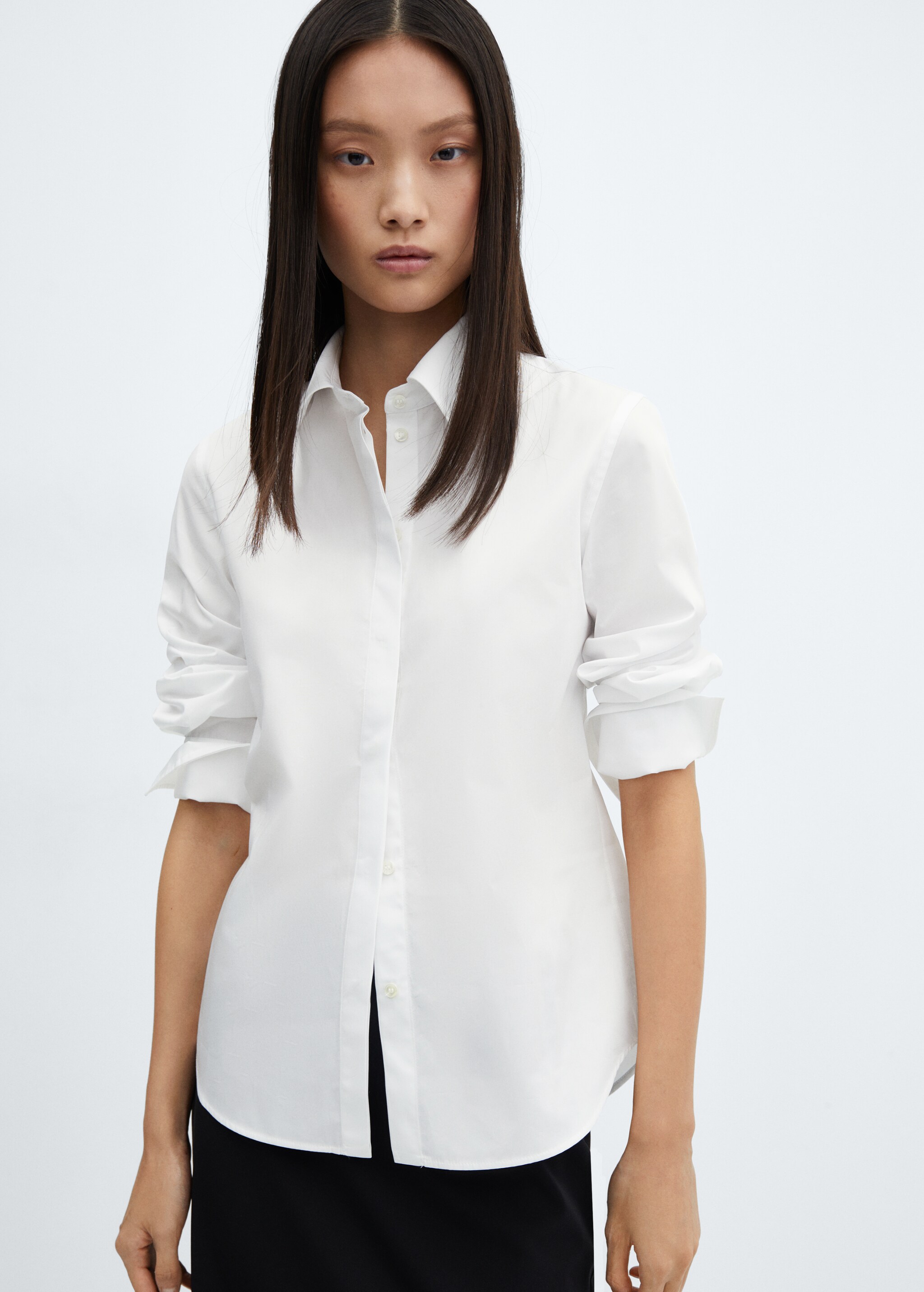 Cotton shirt with jewel buttons - Medium plane