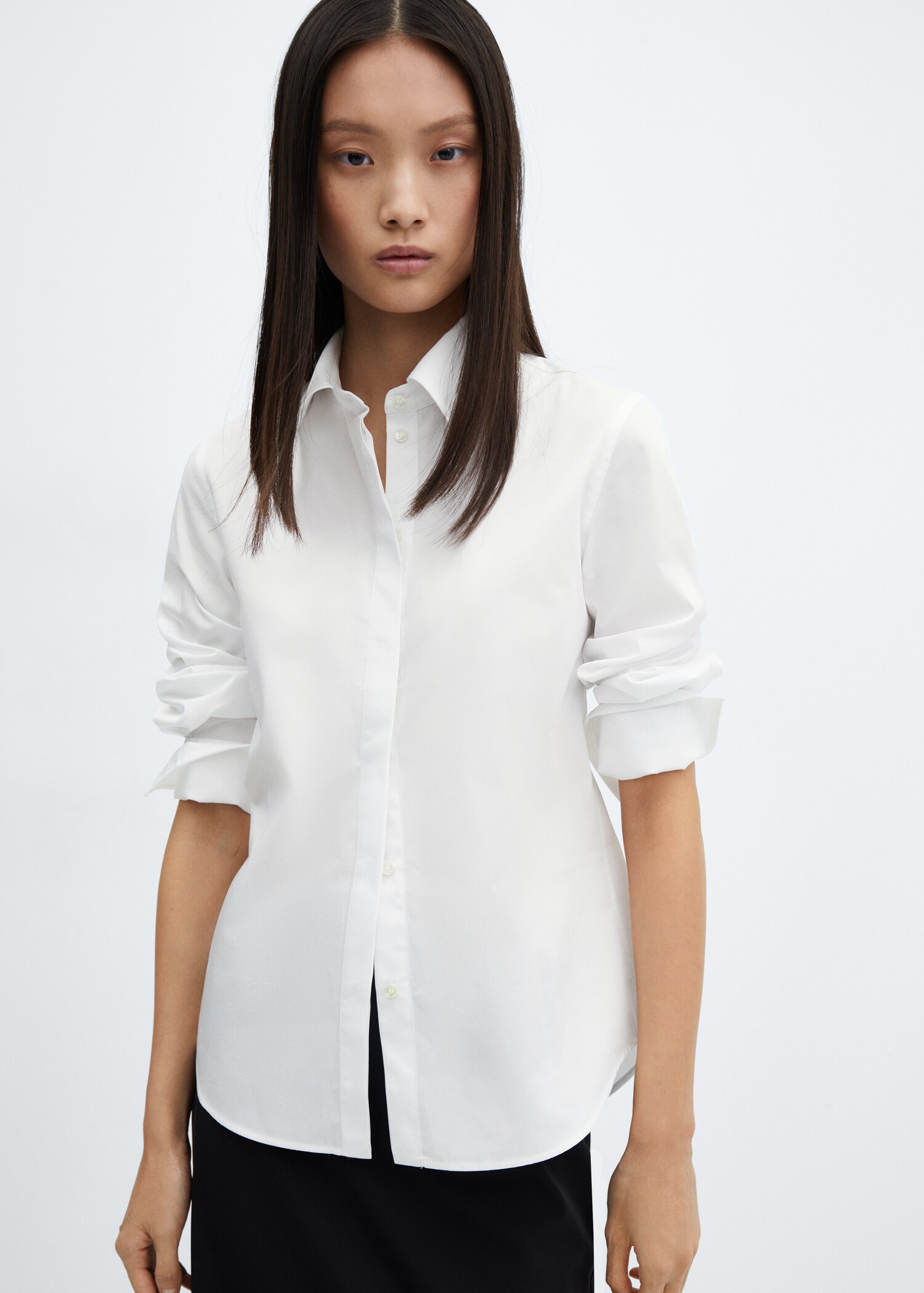 Chemise coton boutons bijoux  - Plan moyen