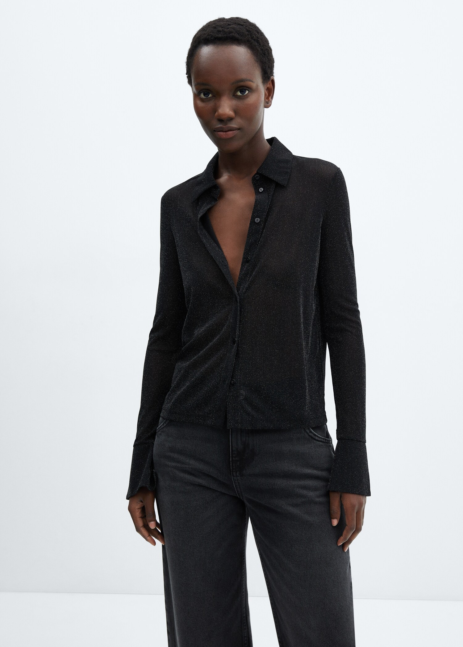 Lurex shirt with buttons - Medium plane
