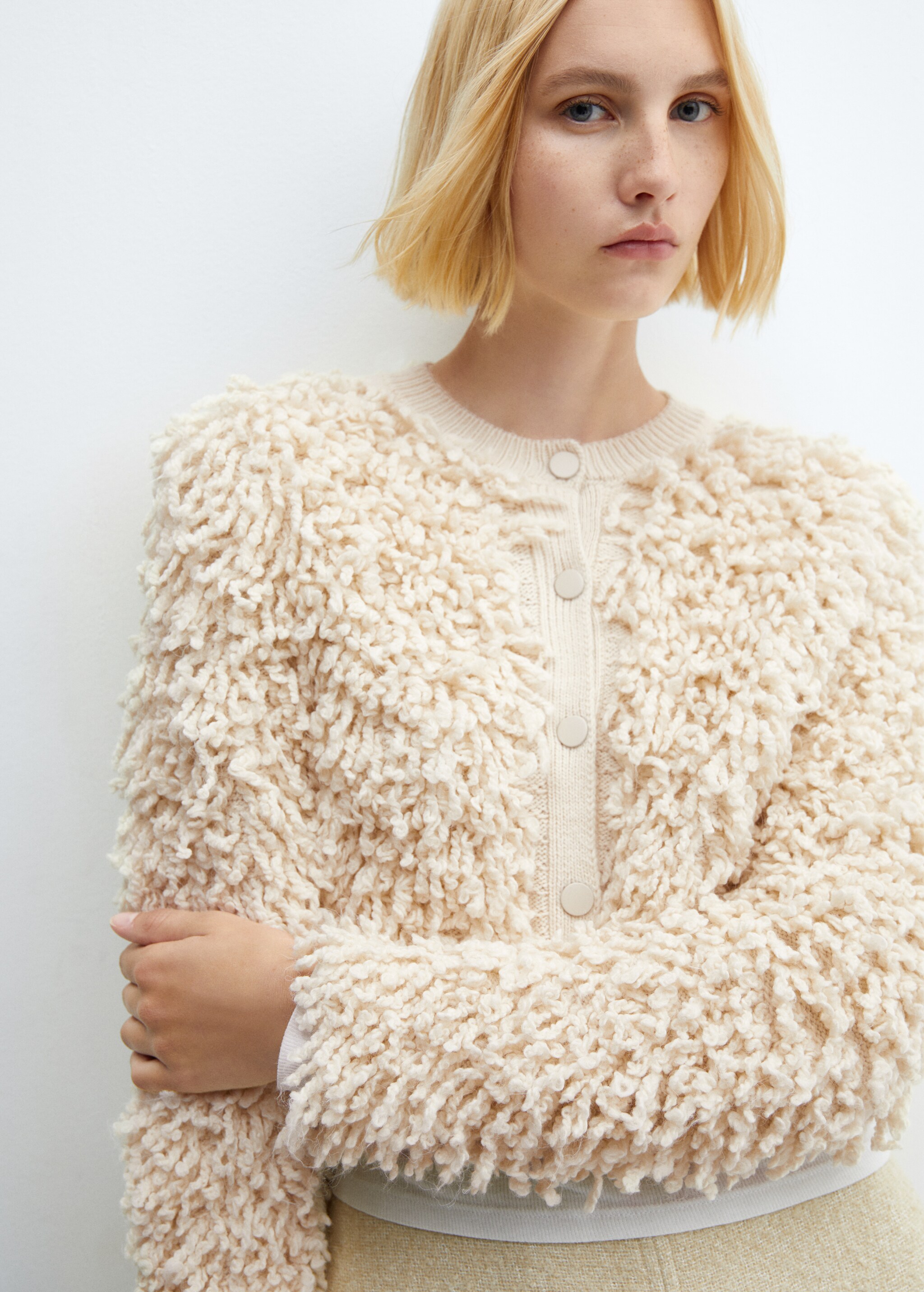 Textured knit cardigan - Details of the article 1