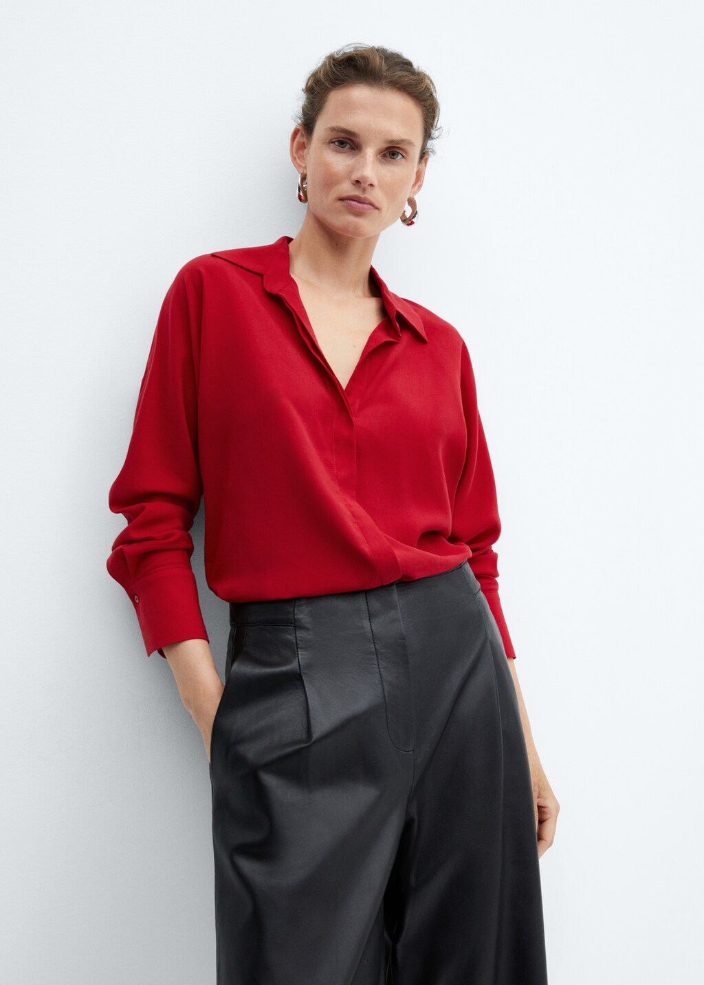 Camisa roja mujer mango cheap