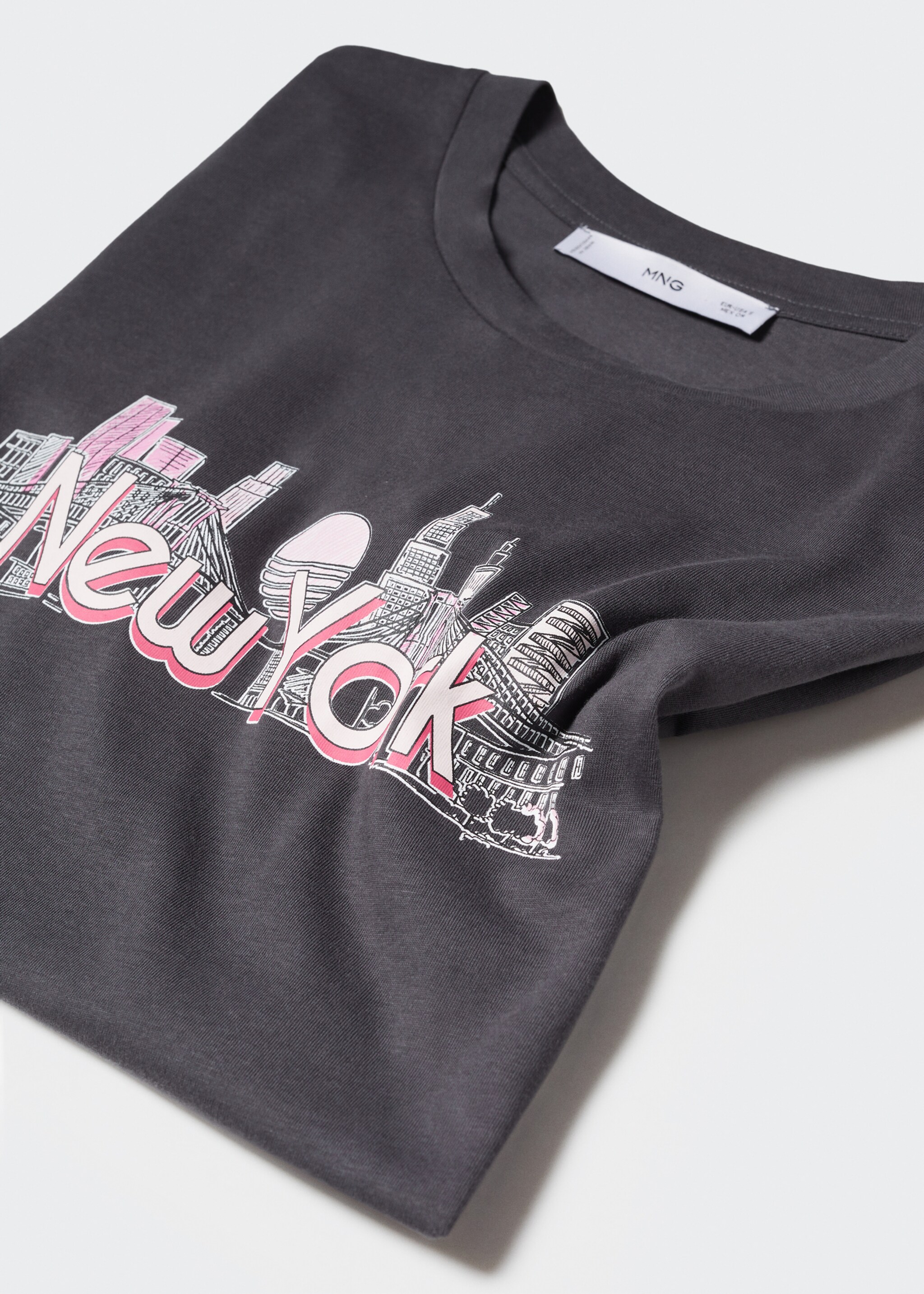 Хлопковая футболка с принтом - Деталь изделия 8, Угольно-серый. Ref: 57073812-00.