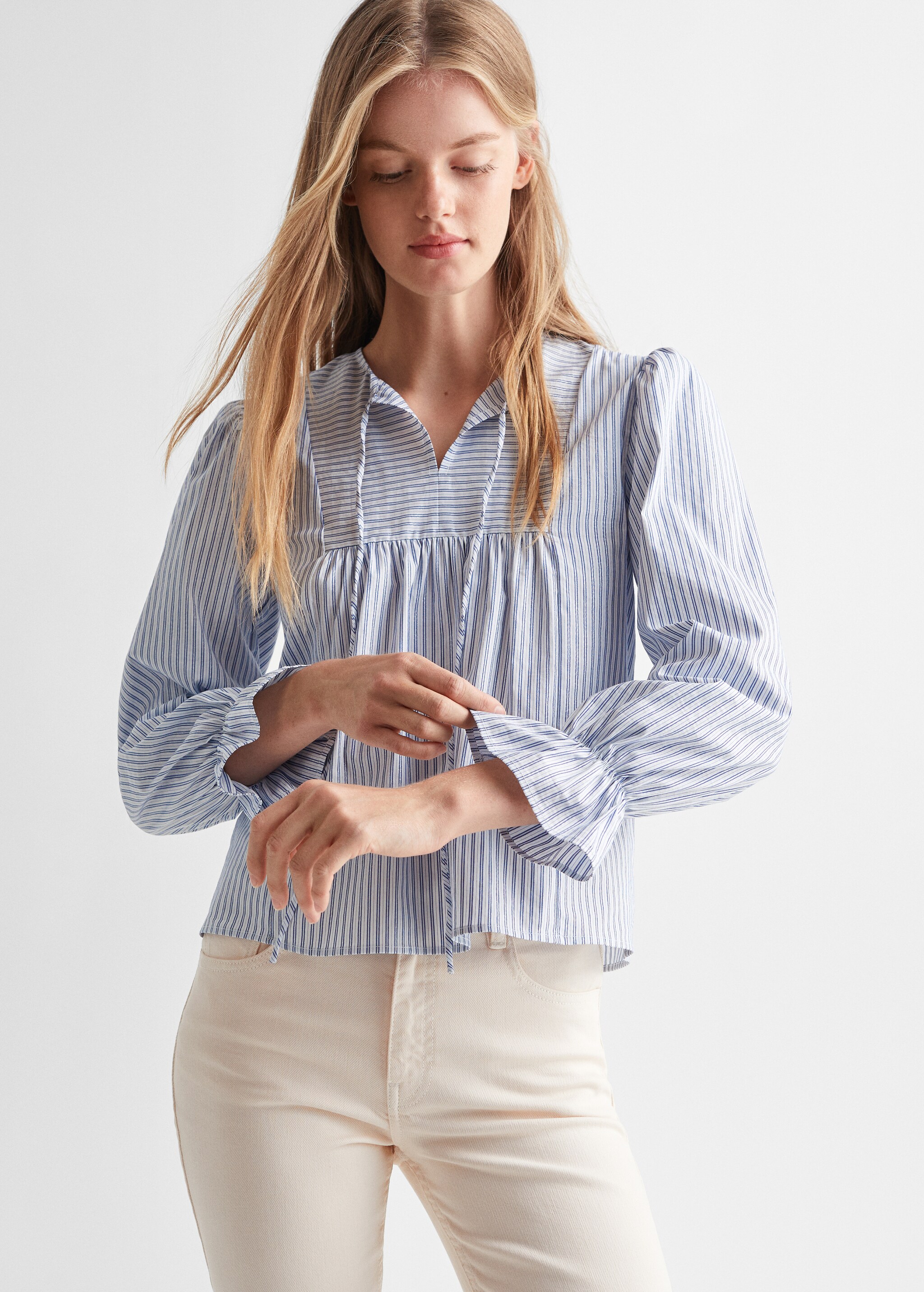 Striped cotton blouse - Middenvlak
